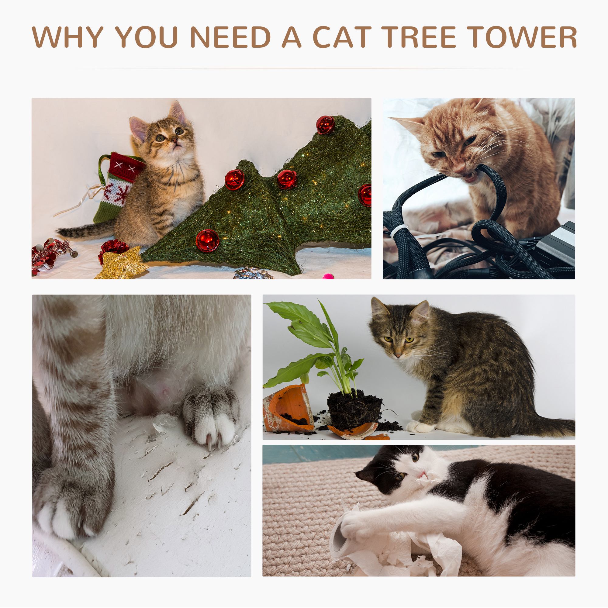 PawHut 65cm Cat Tree, Cat Tower for Kittens, Small Cat Condo with Sisal Scratching Posts, Hanging Rope, Perches - Grey - North Peak Garden Furniture