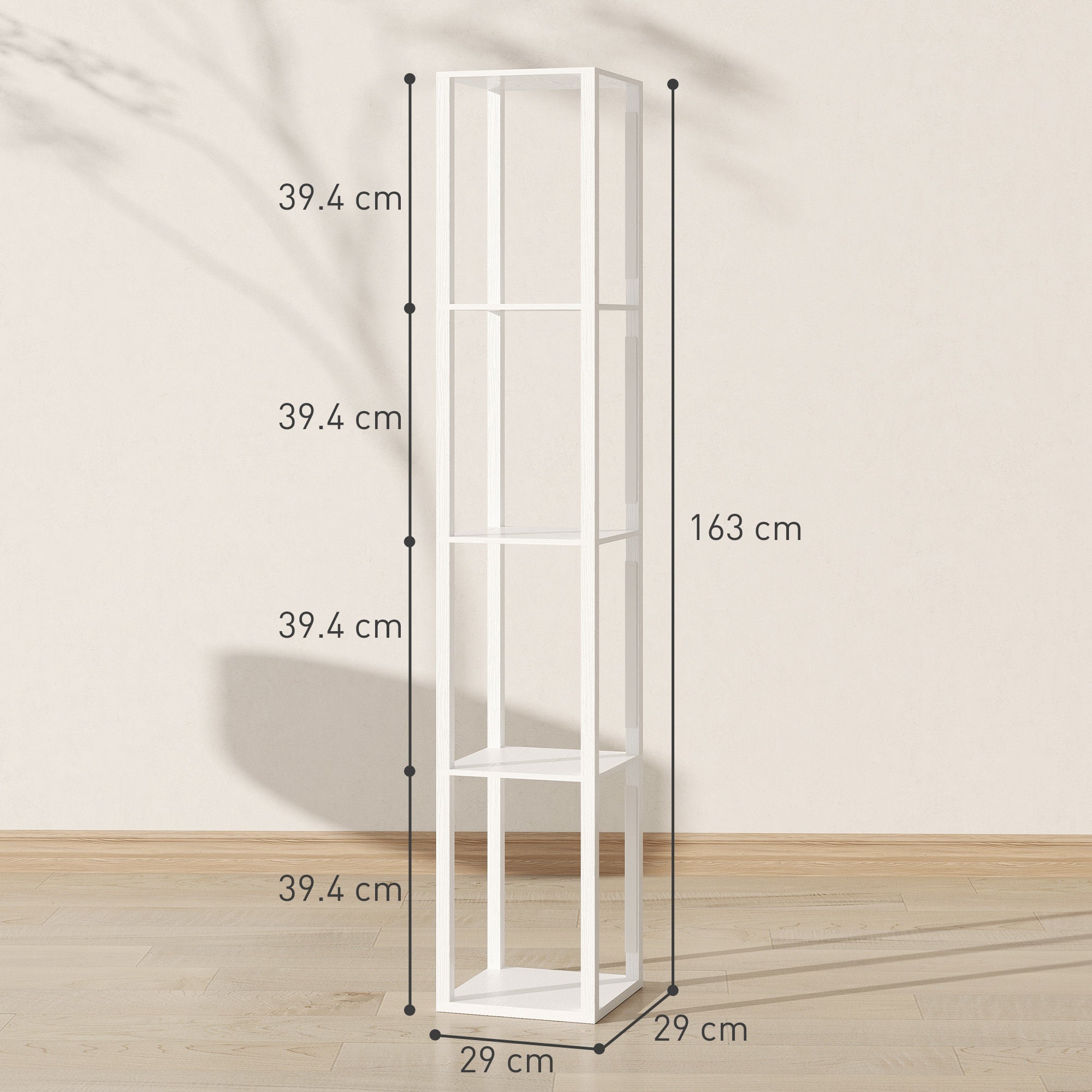HOMCOM Floor Lamp with Shelves and 3 Brightness Levels - White