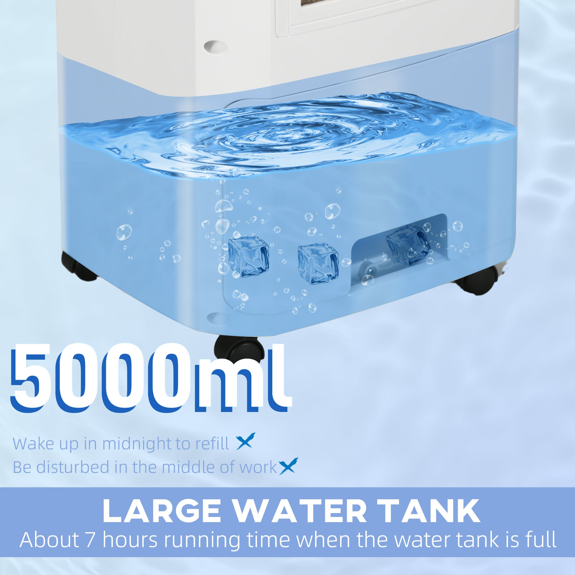 HOMCOM Portable 3-in-1 Air Cooler with 5 Litre Capacity, Oscillation, LED Display, Remote, 15 Hour Timer, Evaporative Air Cooler Fan with 3 Speeds, 3 Modes, Ice Packs, for Home Office - North Peak Garden Furniture