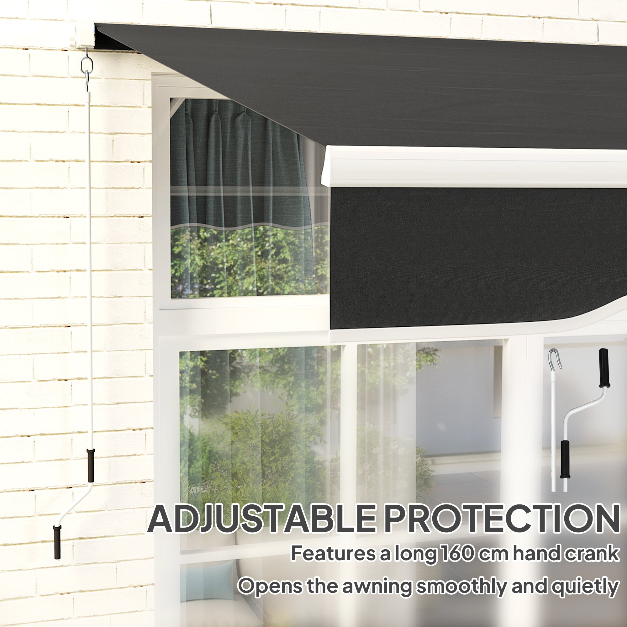 Outsunny Garden Retractable Awning - Black - North Peak Garden Furniture