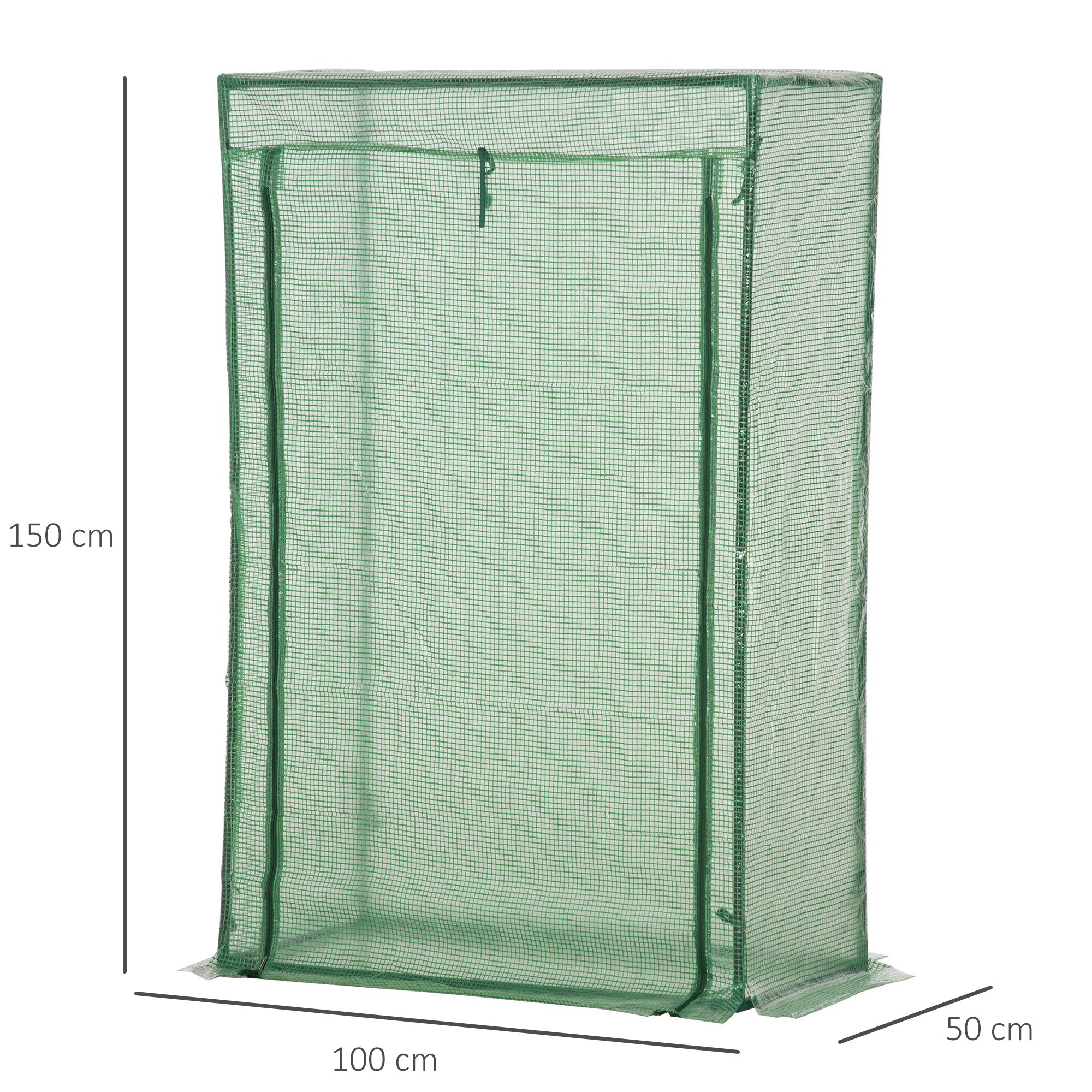 Outsunny 100 x 50 x 150cm Greenhouse Steel Frame PE Cover with Roll-up Door Outdoor for Backyard, Balcony, Garden, Green