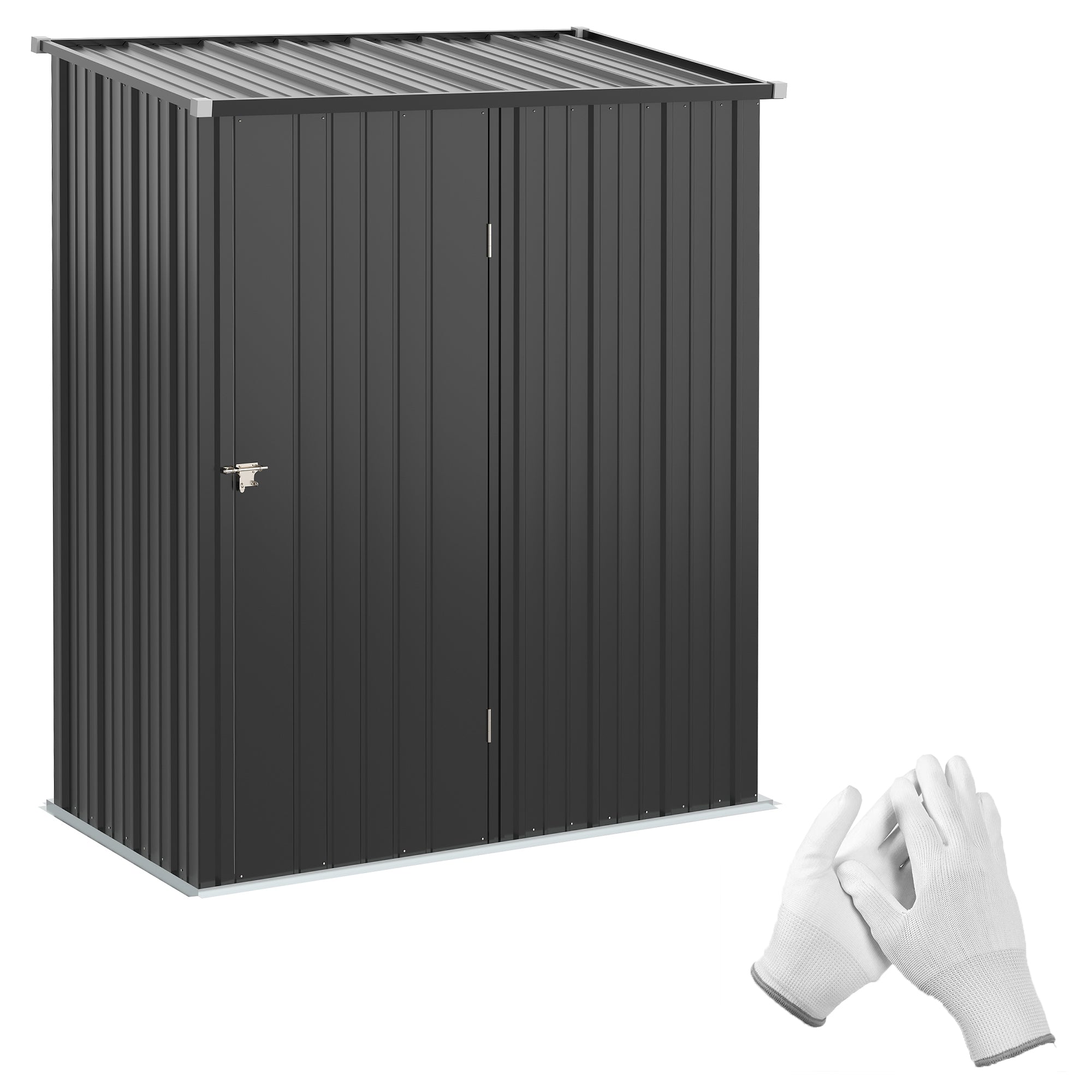 Outsunny Outdoor Storage Shed, Garden Metal Storage Shed w/ Single Door for Garden, Patio, 5.3ft x 3.1ft, Black - North Peak Garden Furniture