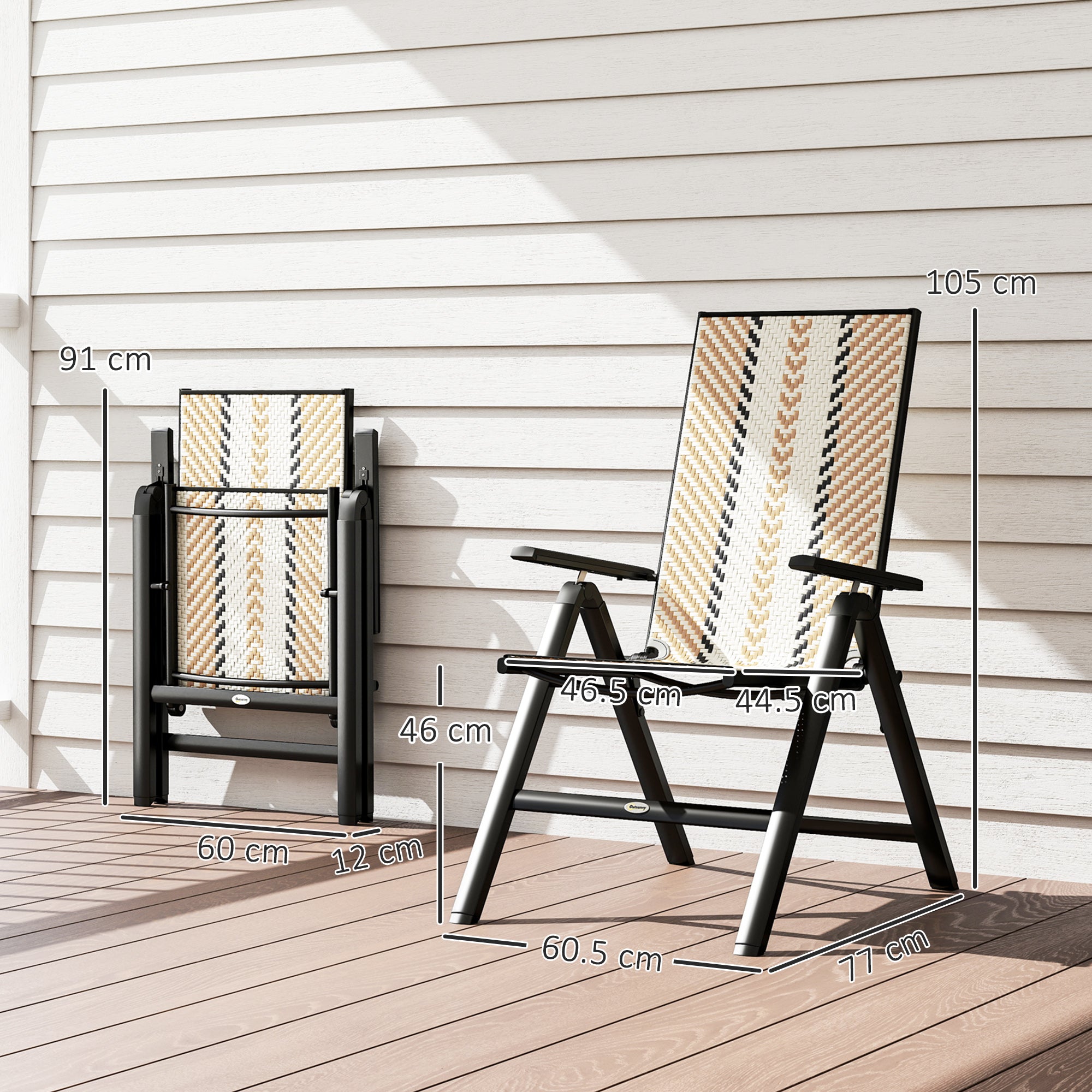 Outsunny Rattan Reclining Garden Chairs - Orange - North Peak Garden Furniture