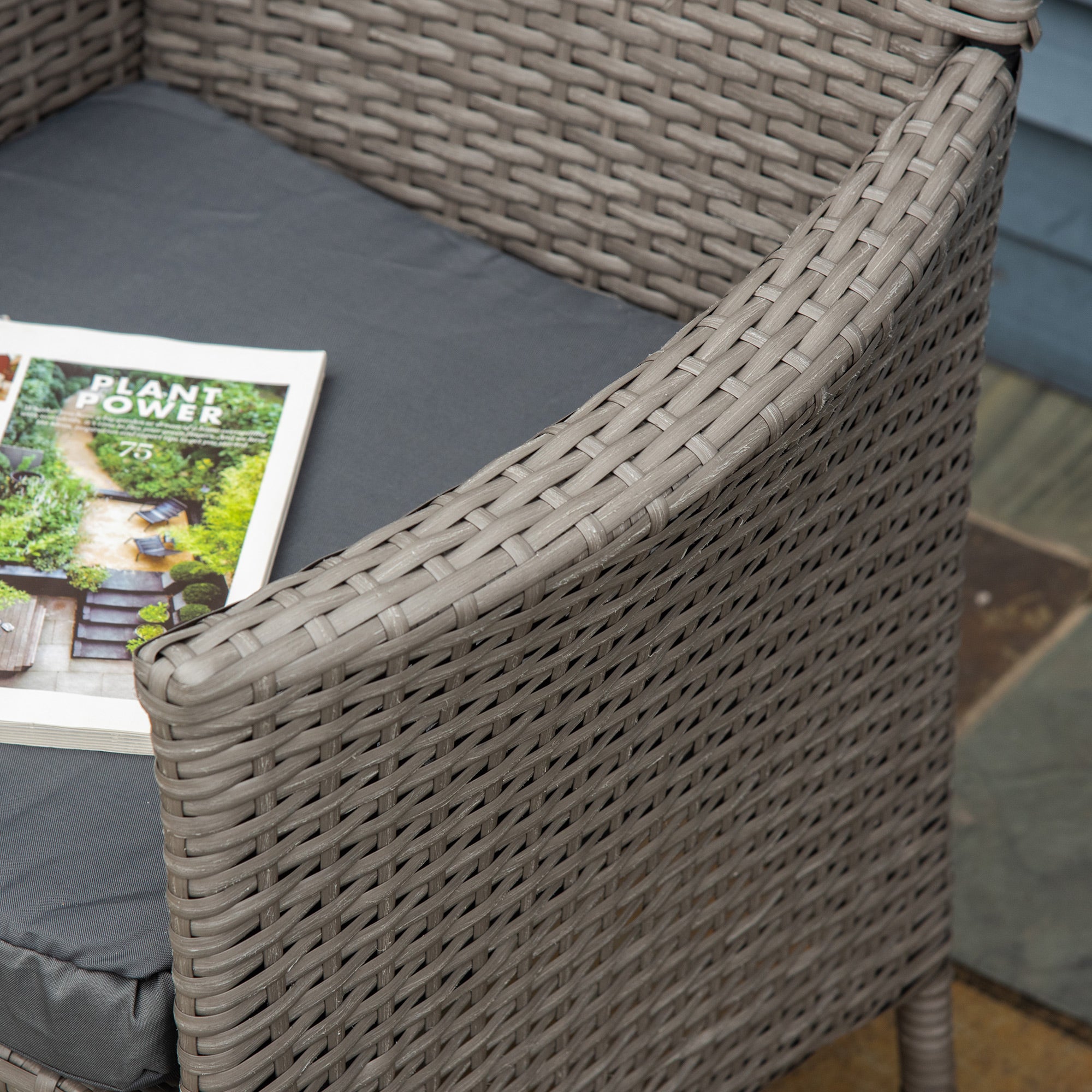 Outsunny Set of Four Rattan Armchairs, with Cushions - Grey - North Peak Garden Furniture