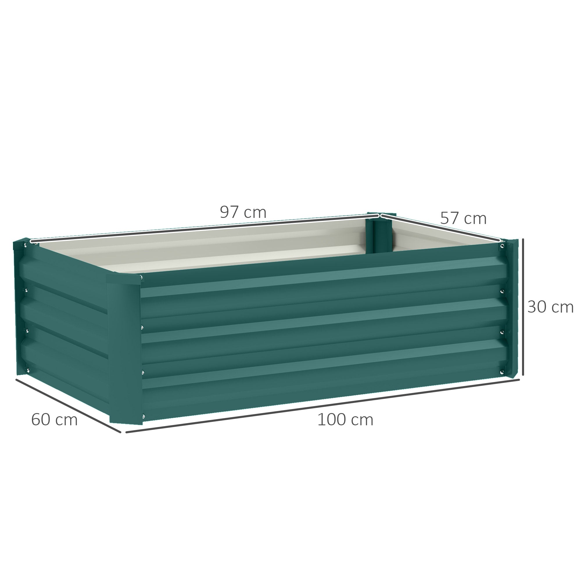 Outsunny Set of Two 60 x 100cm Galvanised Steel Planters, Green - North Peak Garden Furniture