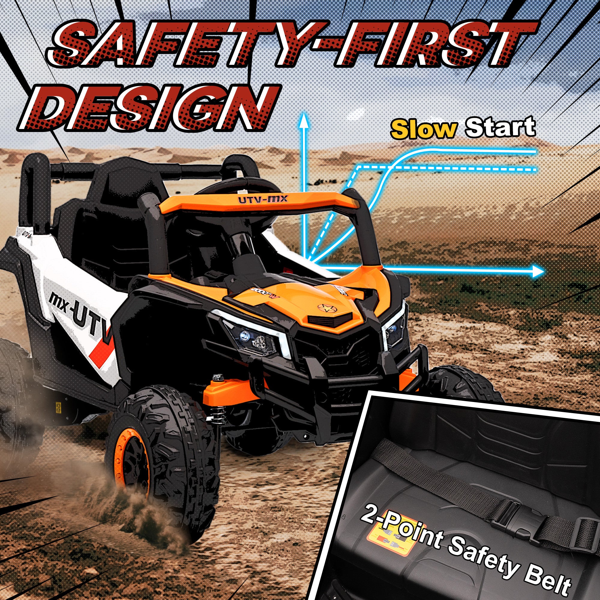 AIYAPLAY 12V Kids Ride On Car with Remote Control, Kids Electric Car with Suspension System, Music, for Ages 3-5 Years, Orange
