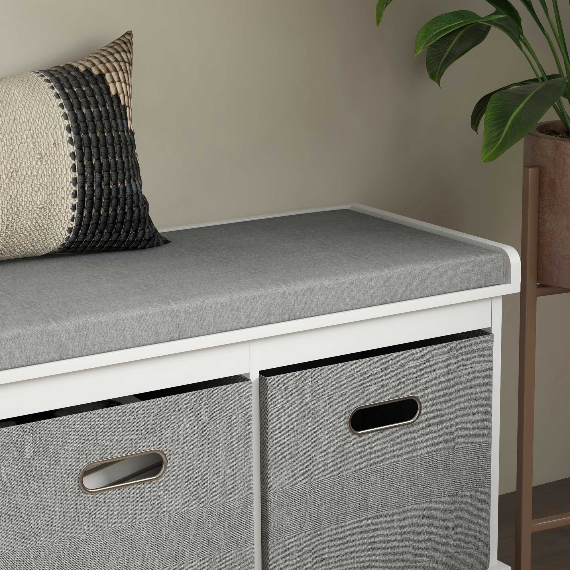 HOMCOM Three-Drawer Shoe Storage Bench, with Padded Top Seat - White - North Peak Garden Furniture
