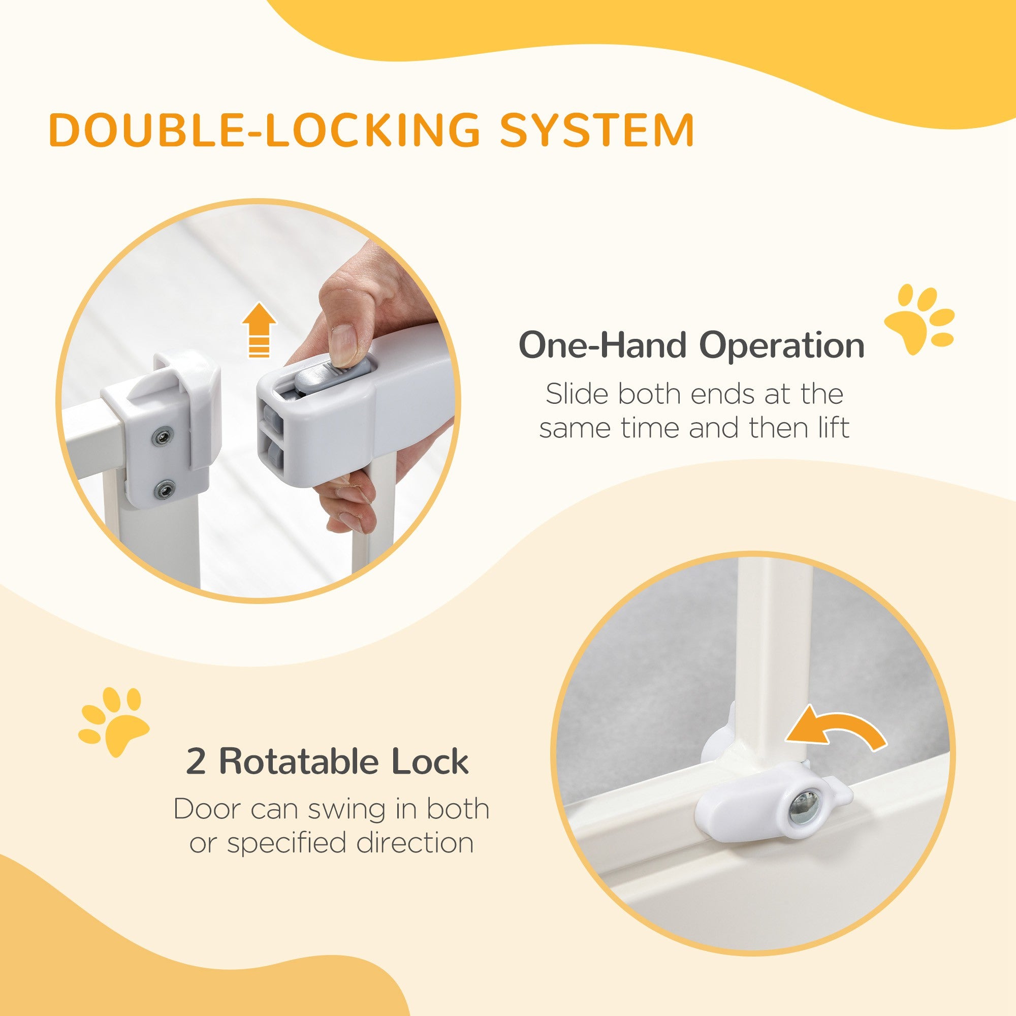 PawHut Pressure Fit Safety Gate, Adjustable Dog Gate, Pet Barrier for for Doorways, Staircases and Hallways with Auto Close, Double Locking, Opening 74-80cm, White - North Peak Garden Furniture