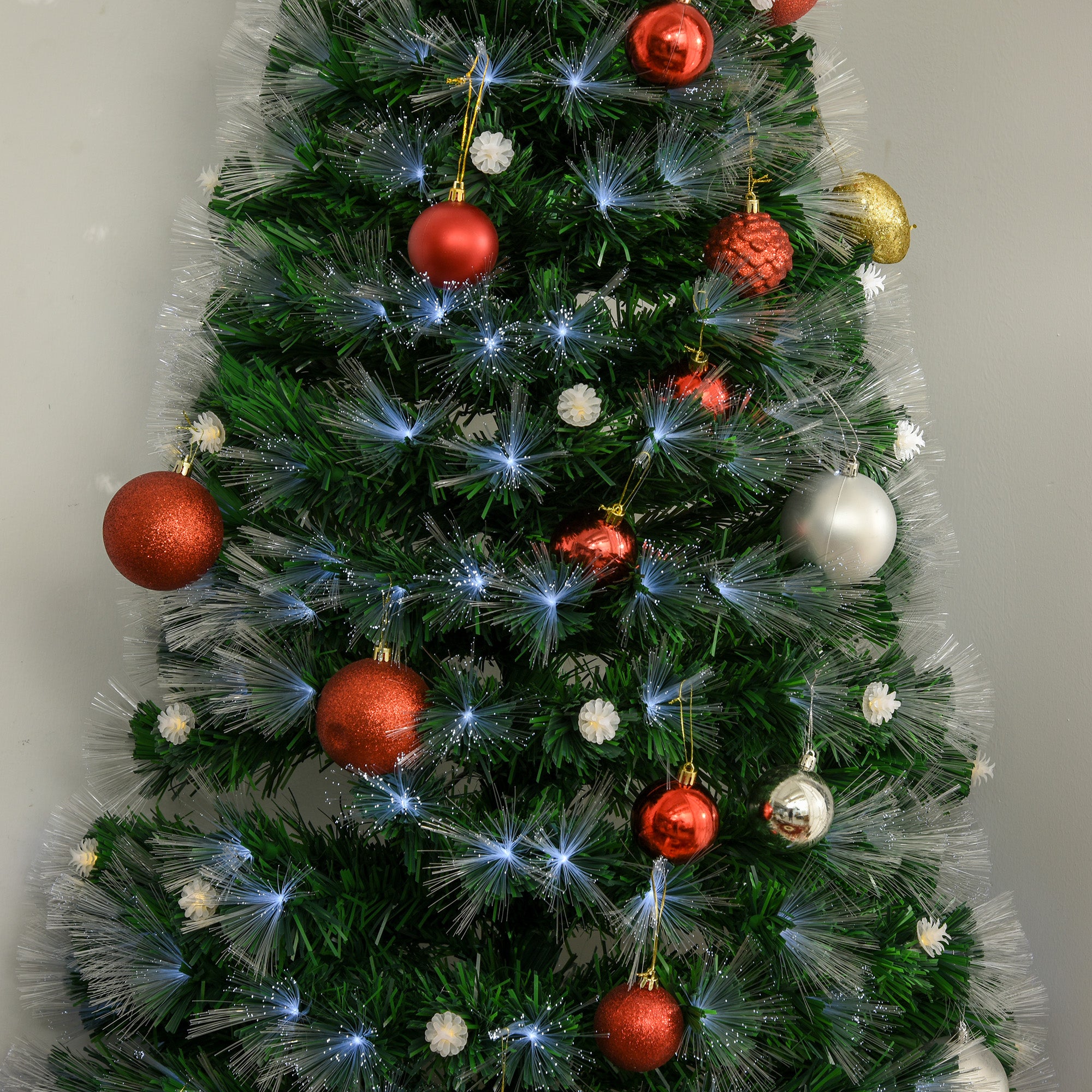 HOMCOM 6ft White Light Artificial Christmas Tree w/ 230 LEDs Star Topper Tri-Base Full Bodied Seasonal Decoration Pre-Lit Home - North Peak Garden Furniture
