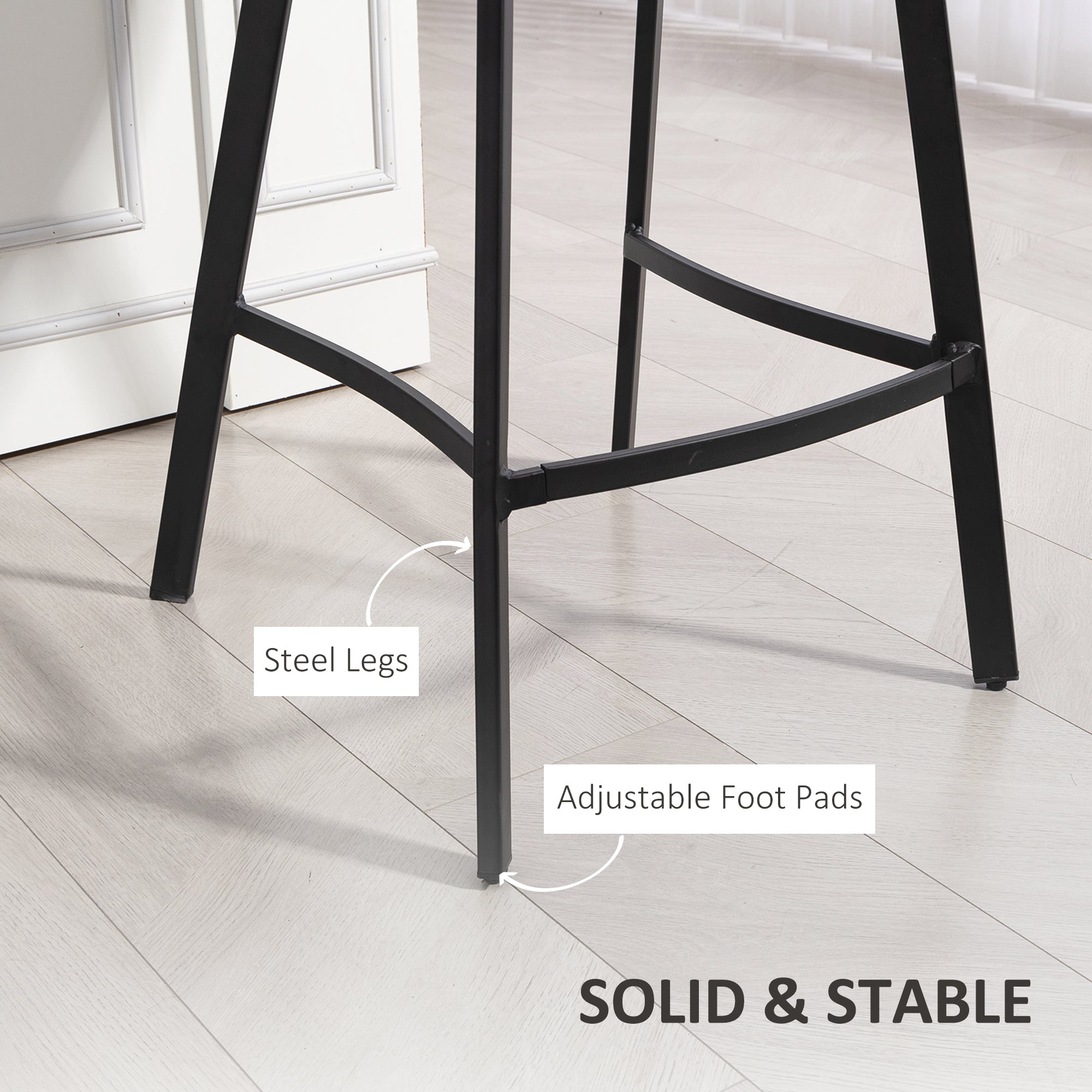 HOMCOM Bar Stools Set of 2, PU Leather Dining Stools with Backrest, Footrest, for Kitchen, Counter, Breakfast Bar, Grey