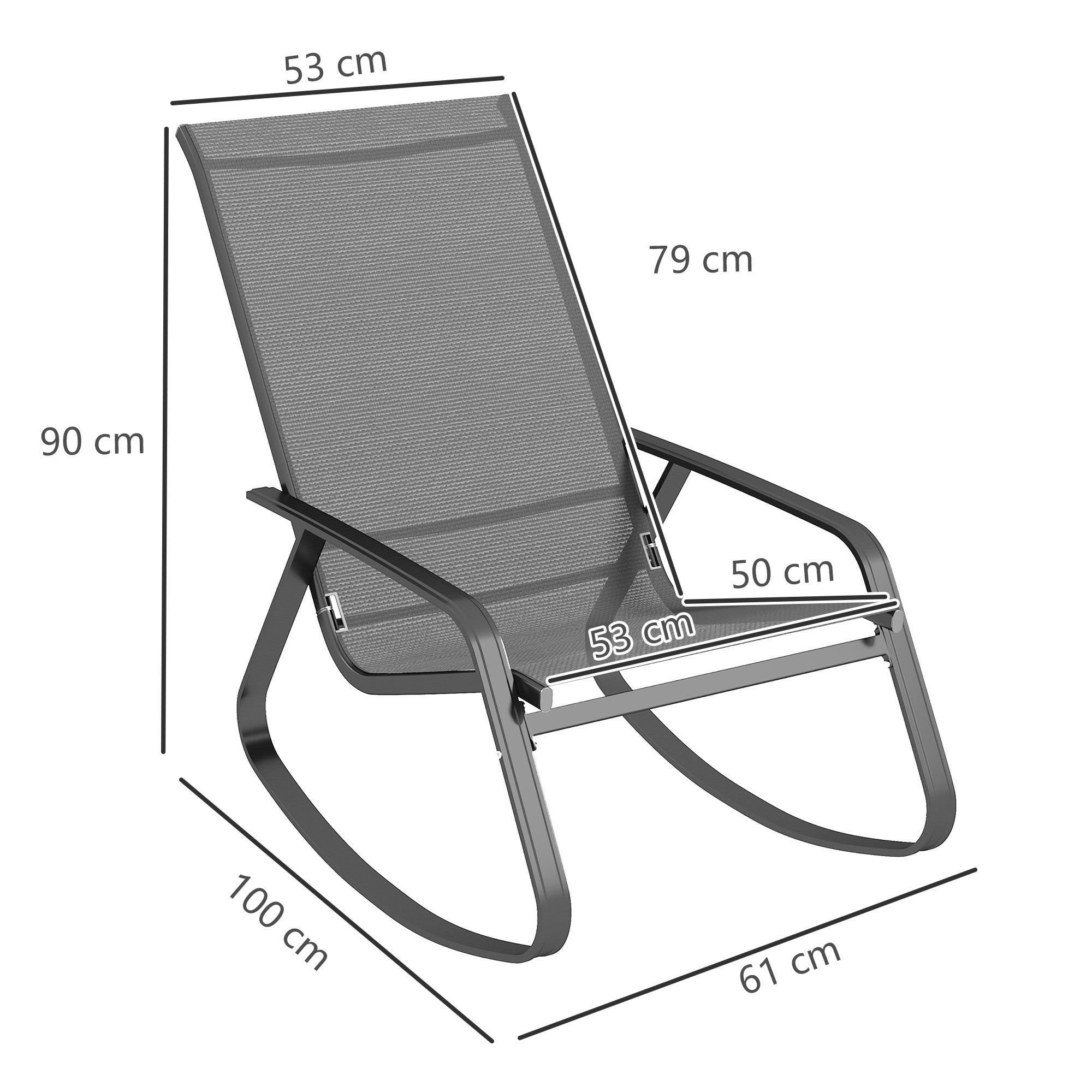 Outsunny Set of Two Rocking Garden Chairs - Grey - North Peak Garden Furniture