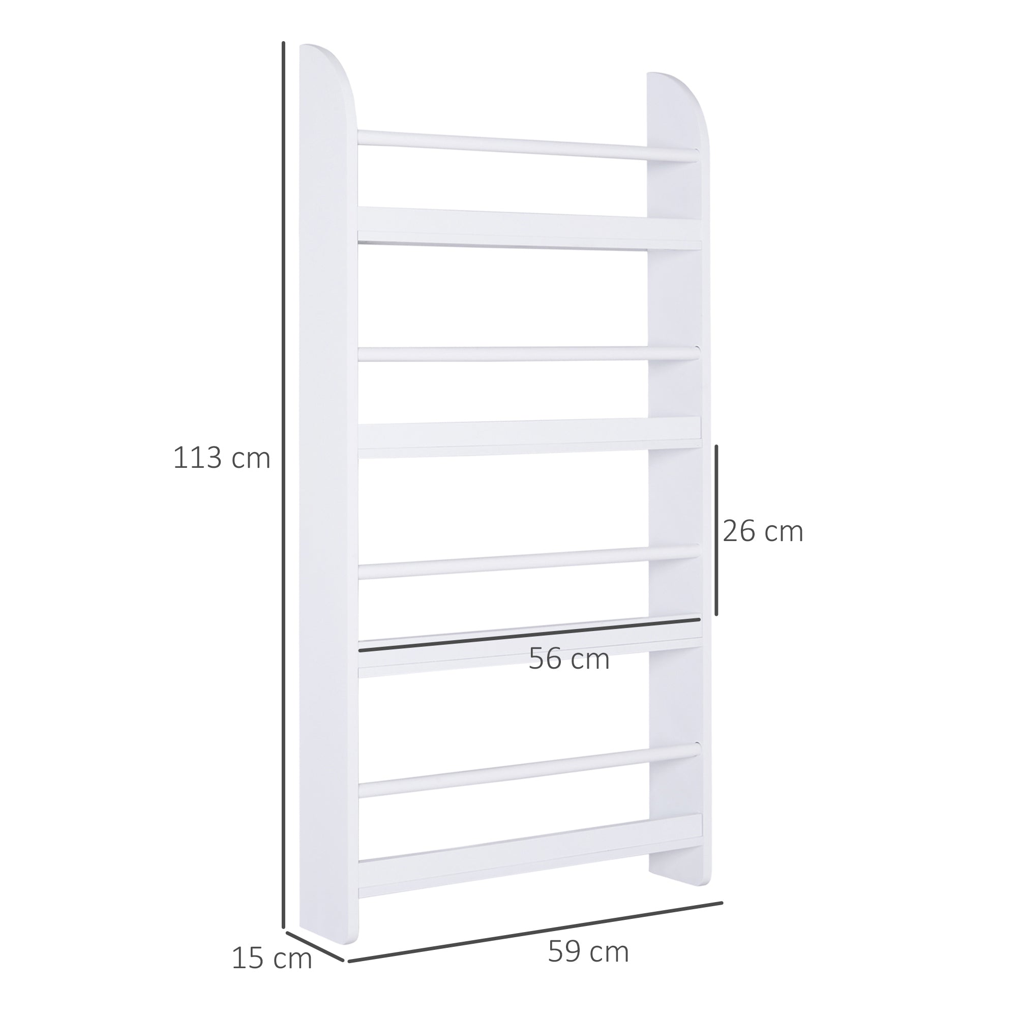 HOMCOM Wood Wall/Standing Magazine Holders Book Rack Shelf 4 Tiers Space Saving Design Water Resist Home Office Decoration - North Peak Garden Furniture