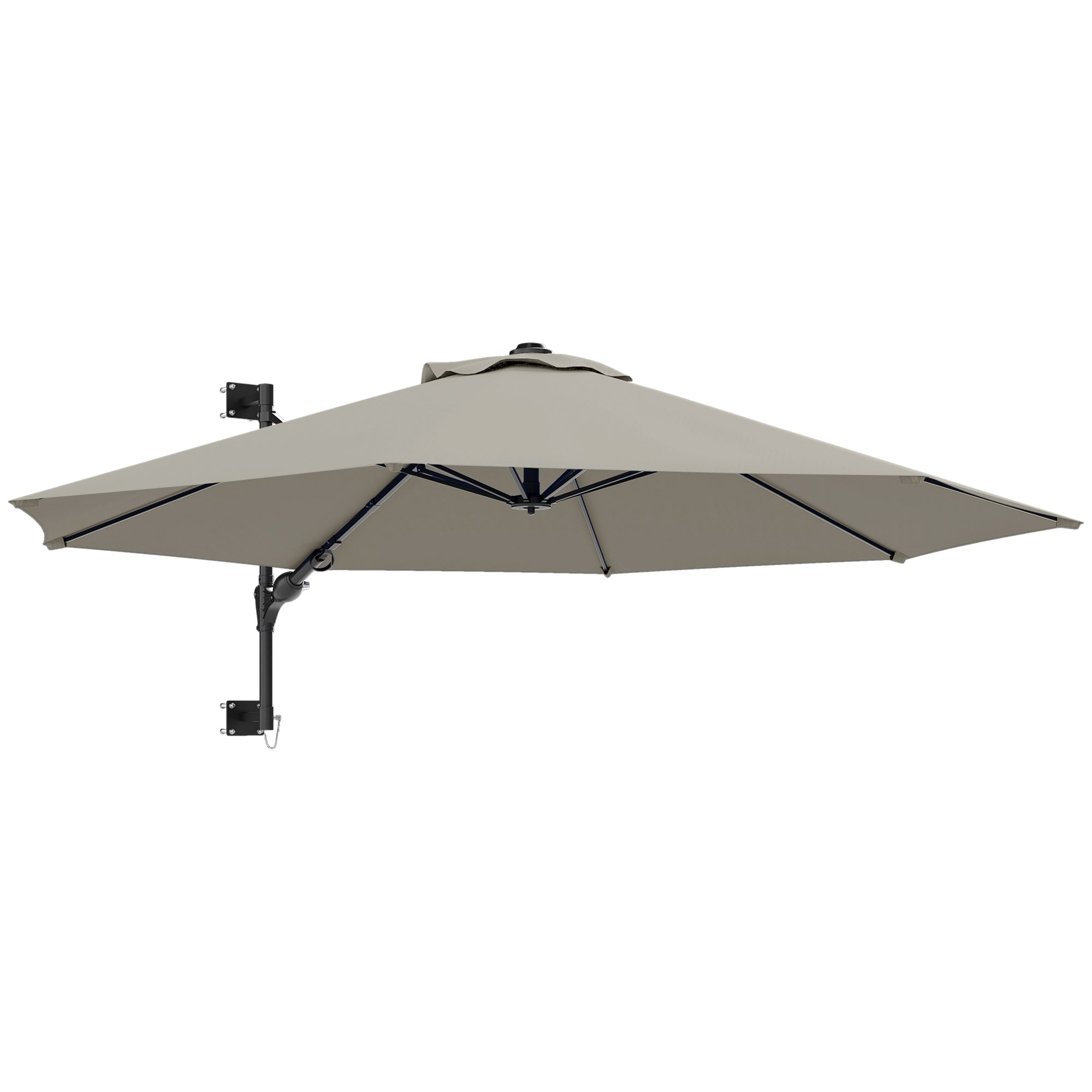 Outsunny 3(m) Wall-Mounted Parasol Shade, with Handle - Light Grey - North Peak Garden Furniture
