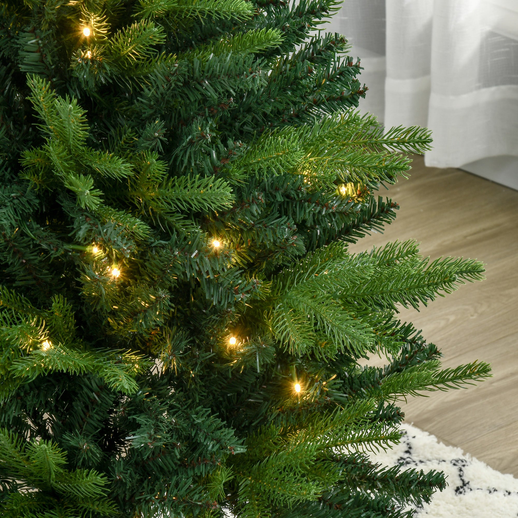 HOMCOM 1.2m 4ft Christmas Tree Entrance Décor 750 Tips Xmas Pre-lit Tree 80 LED with Vase Base - North Peak Garden Furniture