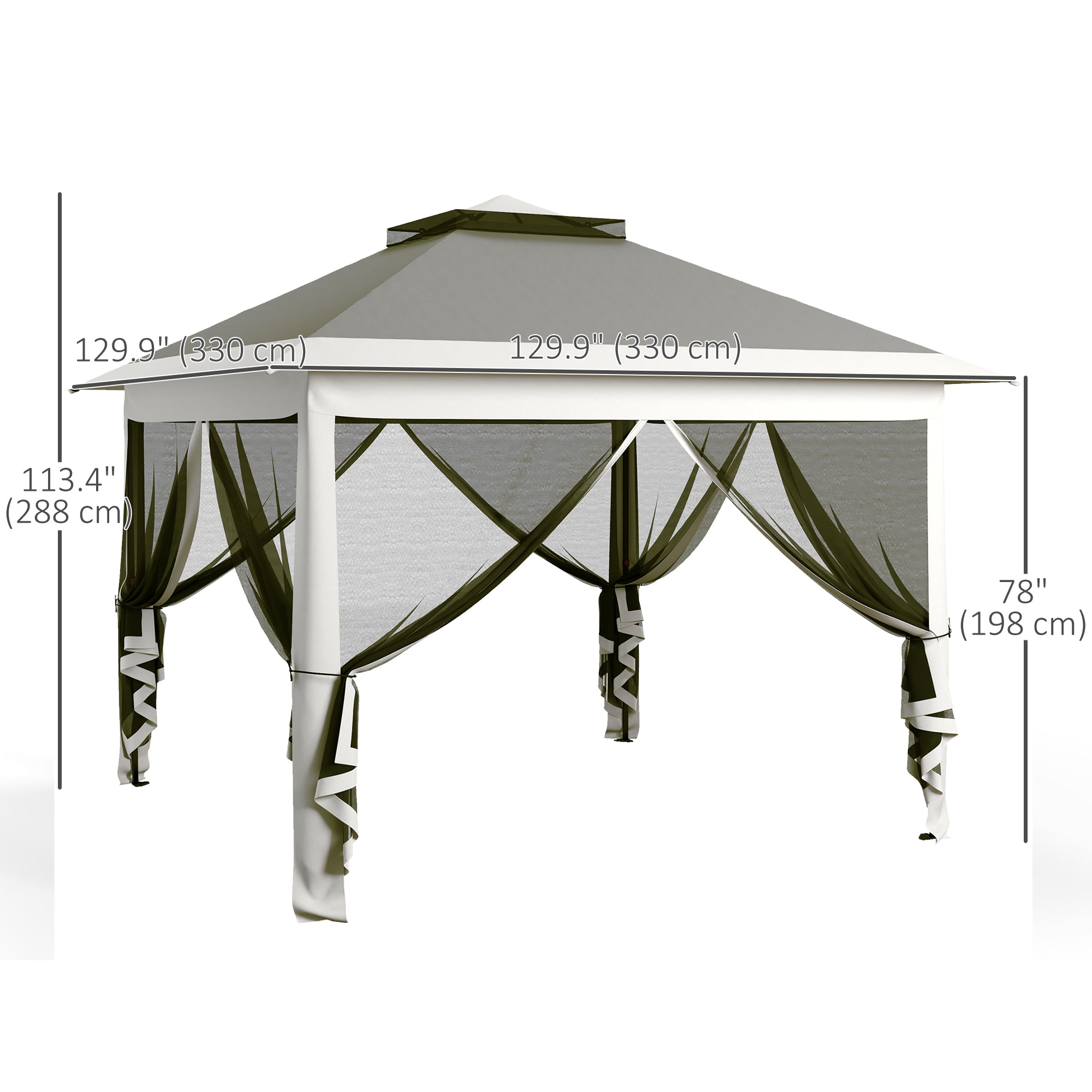 Outsunny Pop Up Canopy Tent with Double Roof, Zipped Mesh Sidewalls, Carrying Bag, Height Adjustable for Patio Garden, Dark Grey - North Peak Garden Furniture