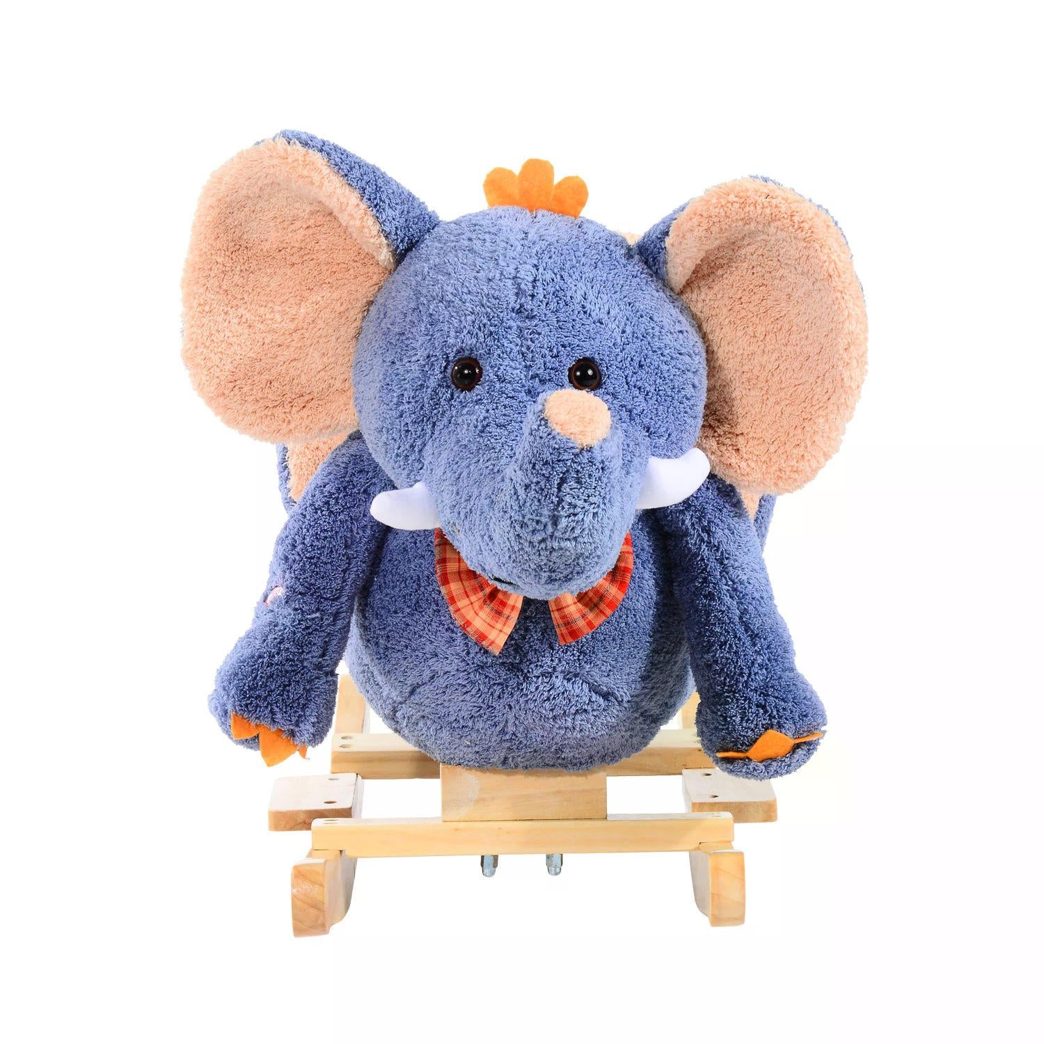 HOMCOM Children Rocking Seat with Sound, Elephant-Blue/Beige - North Peak Garden Furniture