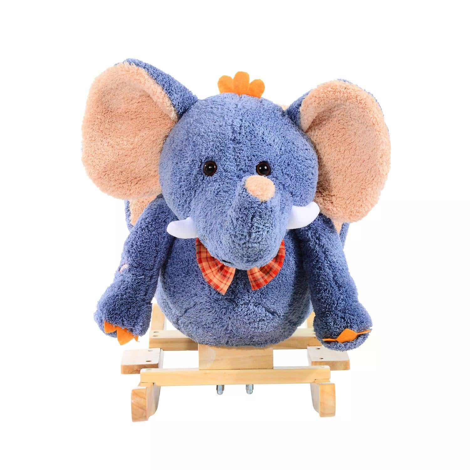 HOMCOM Children Rocking Seat with Sound, Elephant-Blue/Beige