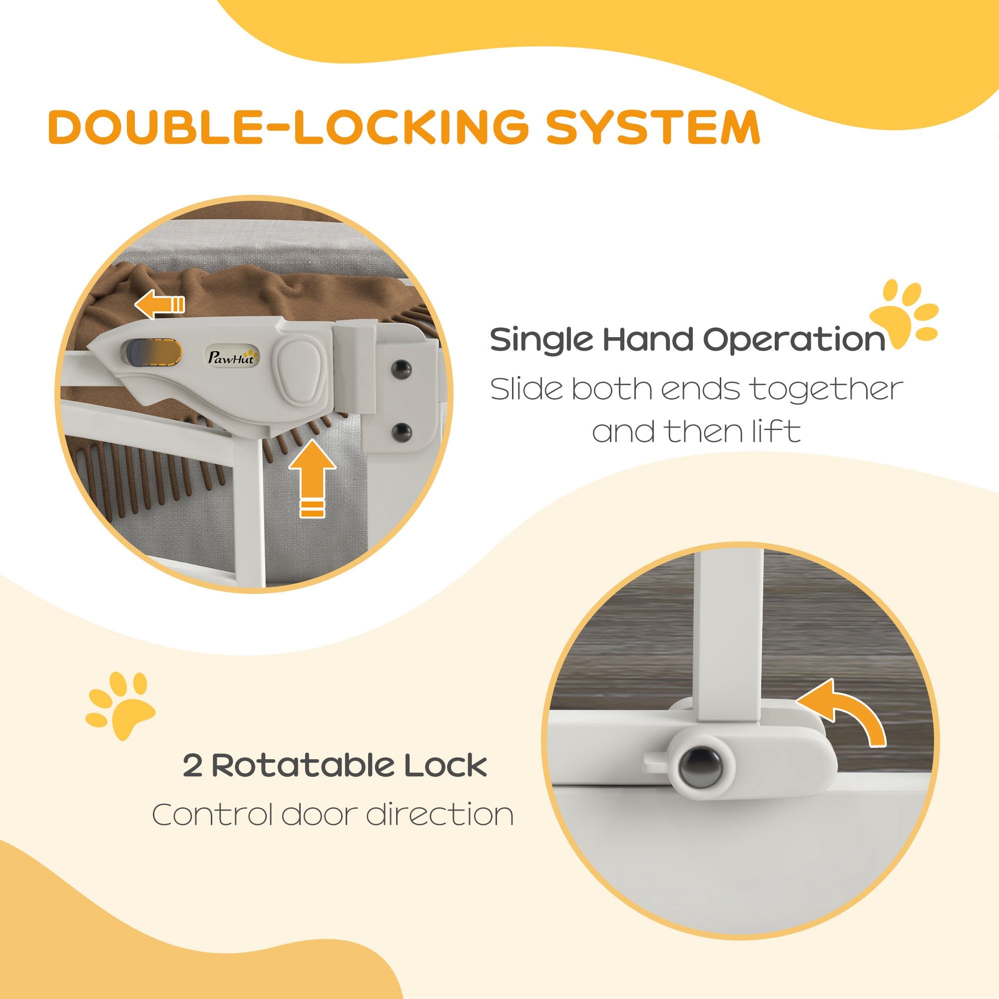 PawHut Pressure Fit Stair Gate, Dog Gate w/ Auto Closing Door for Small, Medium Dog, Easy Installation, for Width 74 to 100cm - North Peak Garden Furniture