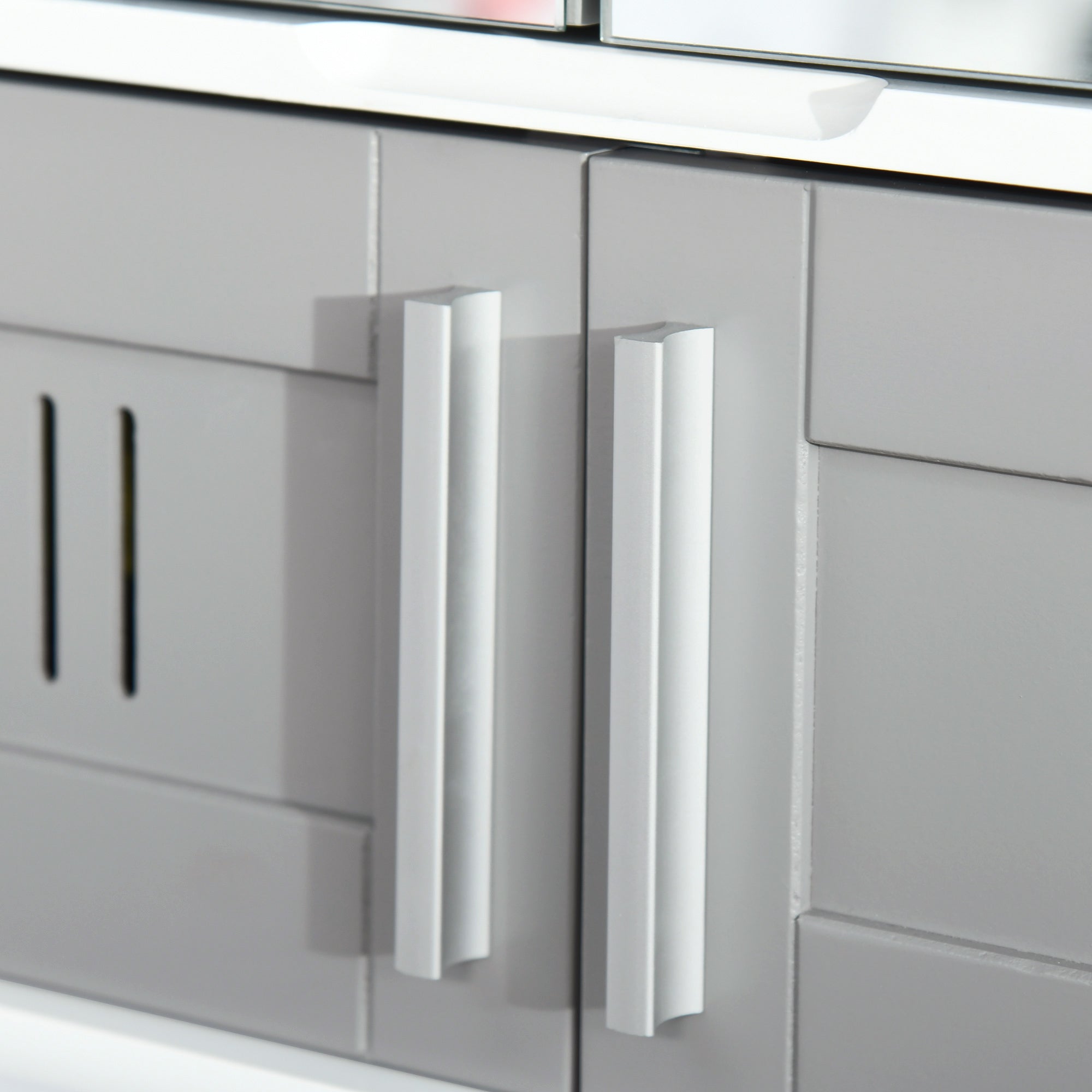 kleankin Bathroom Mirror Cabinet, Wall Mounted Storage Cupboard with Double Doors and Adjustable Shelf, Bathroom Organizer, Grey - North Peak Garden Furniture