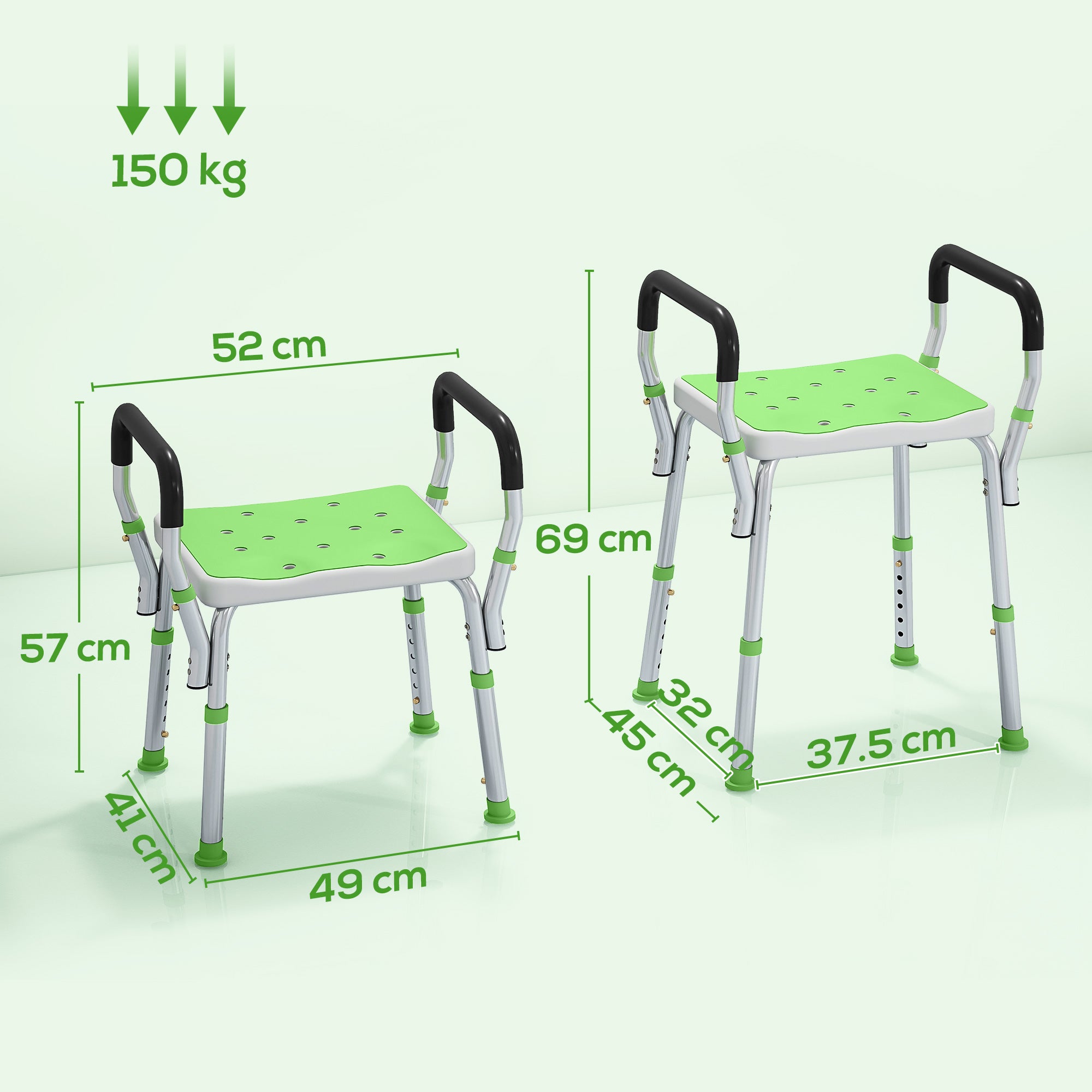 HOMCOM 57-69cm Aluminium Frame Bath Seat