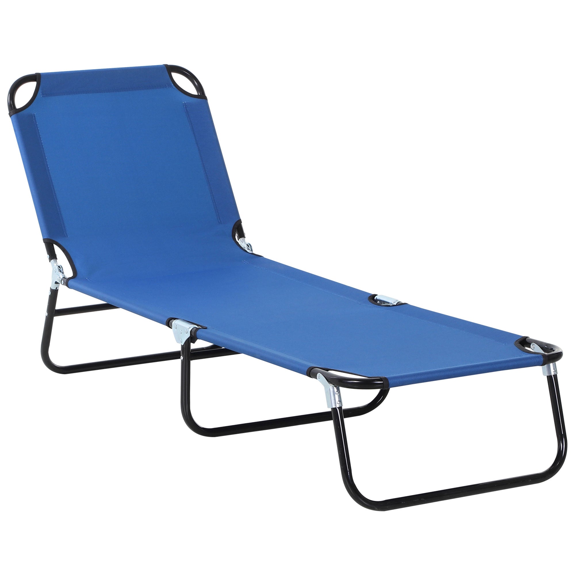 Outsunny Folding Sun Lounger: Adjustable 5-Position Backrest, Lightweight Poolside & Sunbathing Recliner, Blue