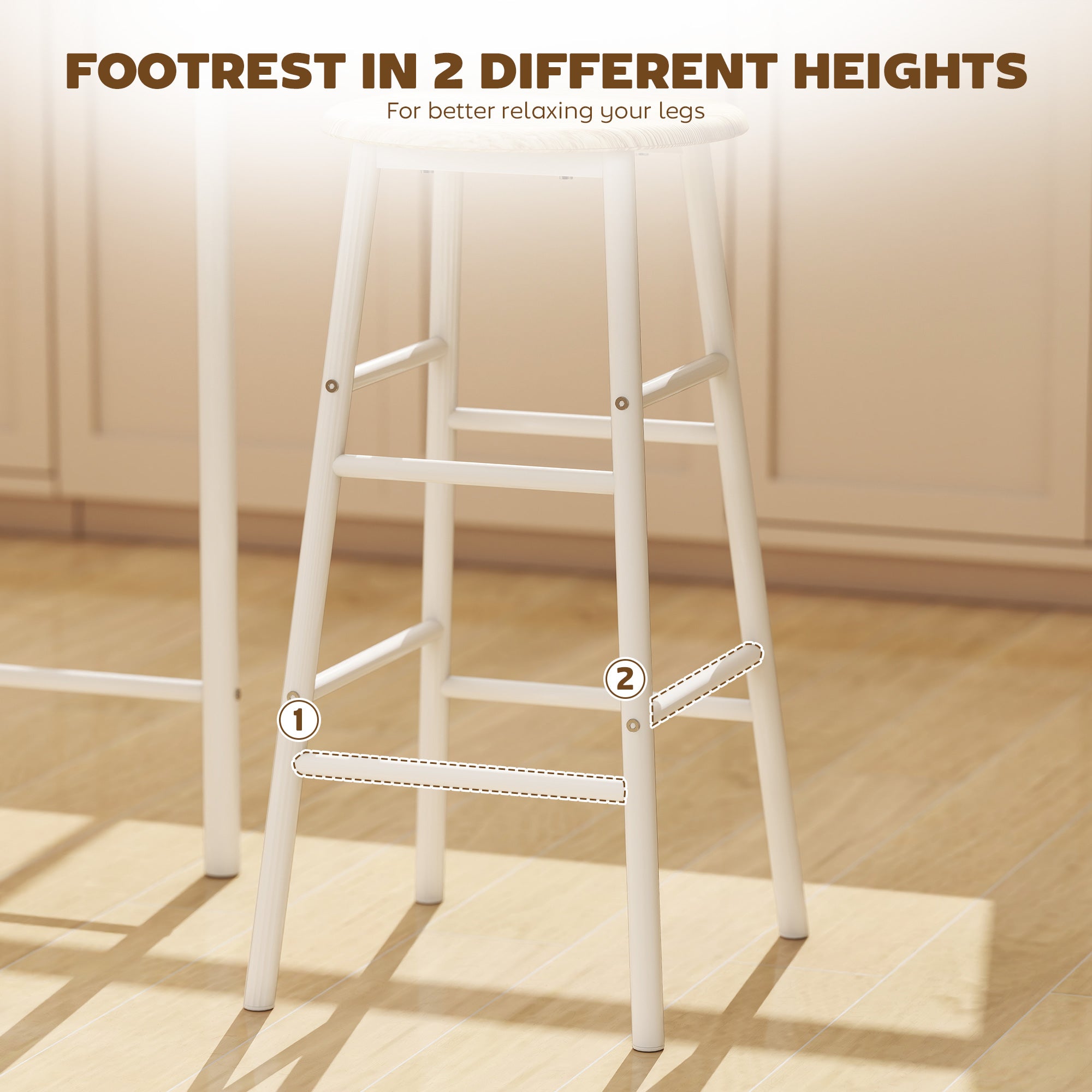 HOMCOM Bar Table Set, Bar Table and Stools Set, Footrest and Storage Shelf, for Kitchen, Dining Room, Pub, Cafe, White and Oak