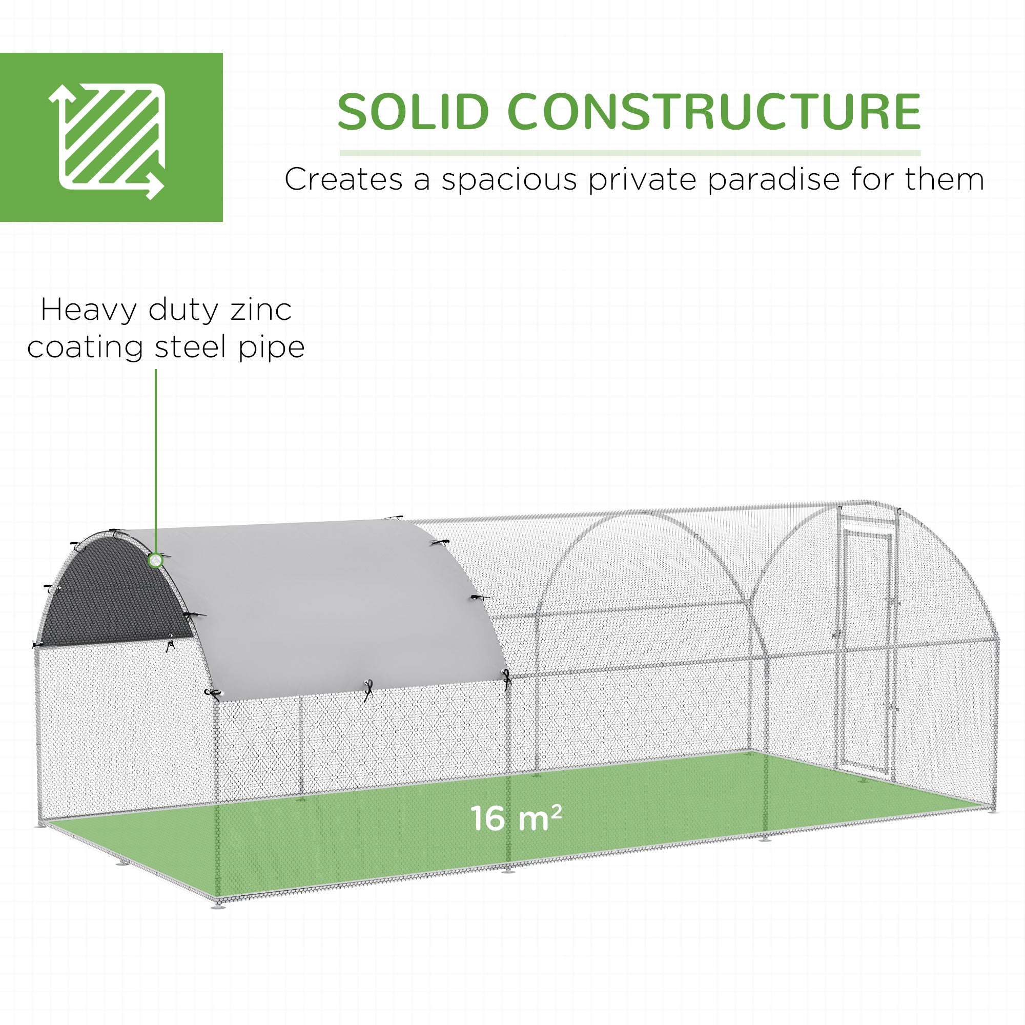 PawHut Spacious Walk-In Chicken Run, Outdoor Coop with Activity Shelf and Protective Cover, 2.8x5.7x2m, Secure Design