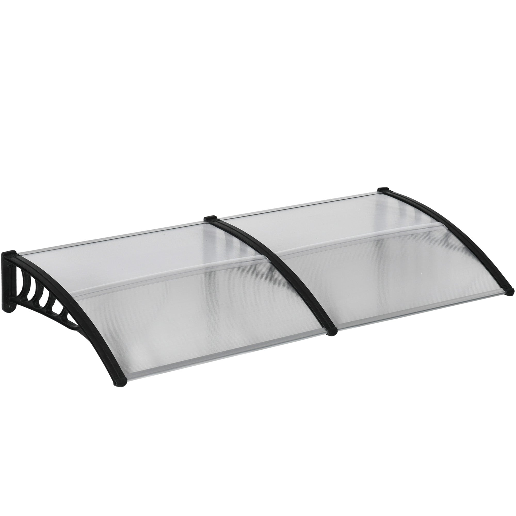 Outsunny Front Door Canopy, Outdoor Awning, 200 x 96cm Rain Shelter for Window, Porch and Front/Back Door, Clear - North Peak Garden Furniture