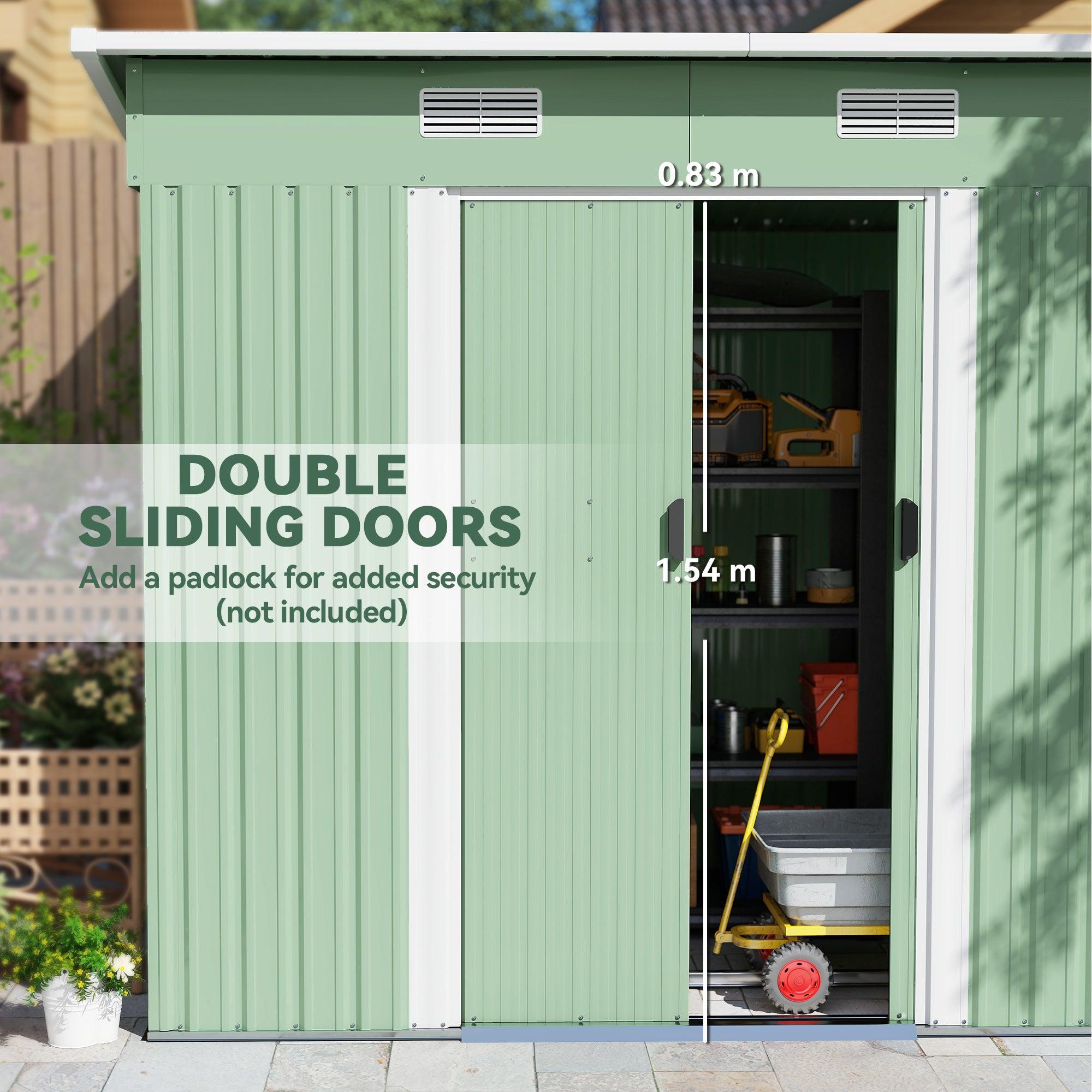 Outsunny 7 x 4ft Outdoor Garden Metal Storage Shed, Tool Storage Box for Backyard, Patio and Lawn, Light Green