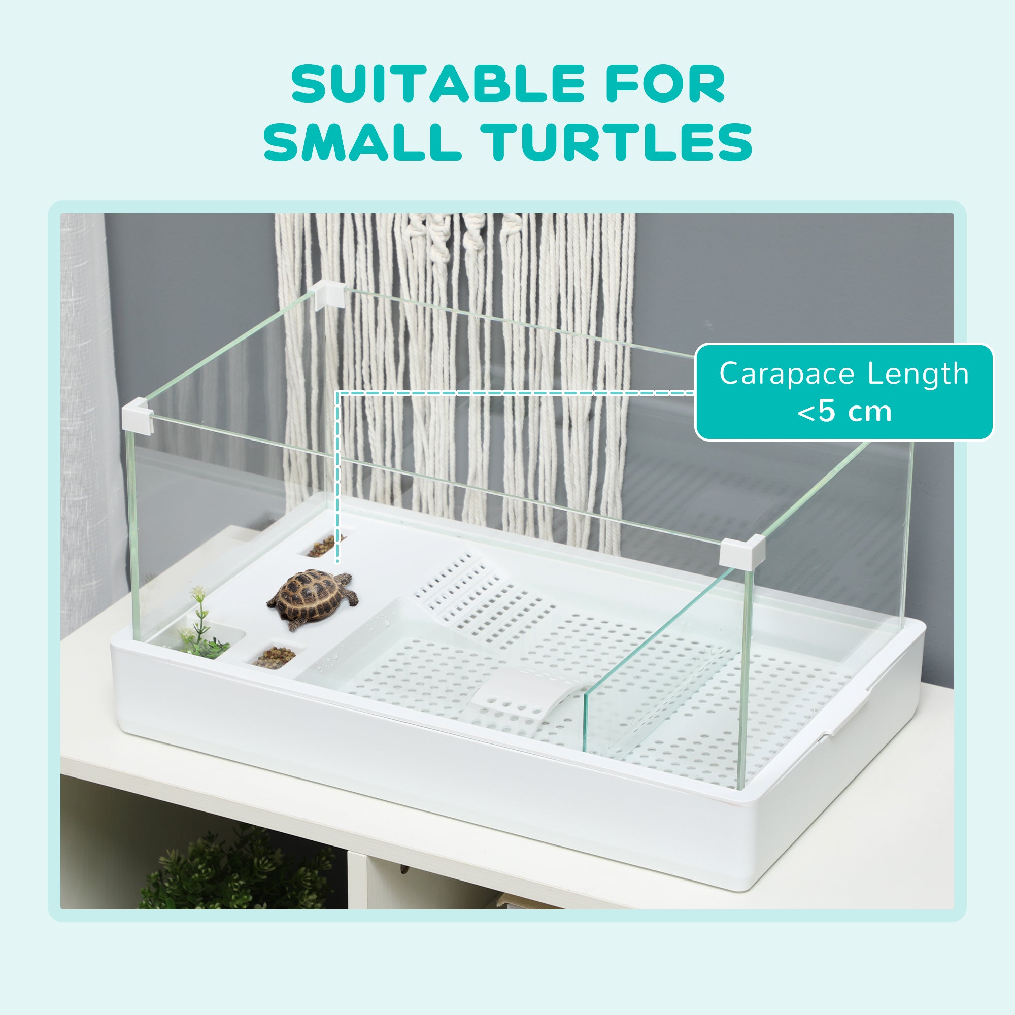 PawHut Turtle Tank, Aquarium Glass Tank w/ Basking Platform, Filter Layer - North Peak Garden Furniture