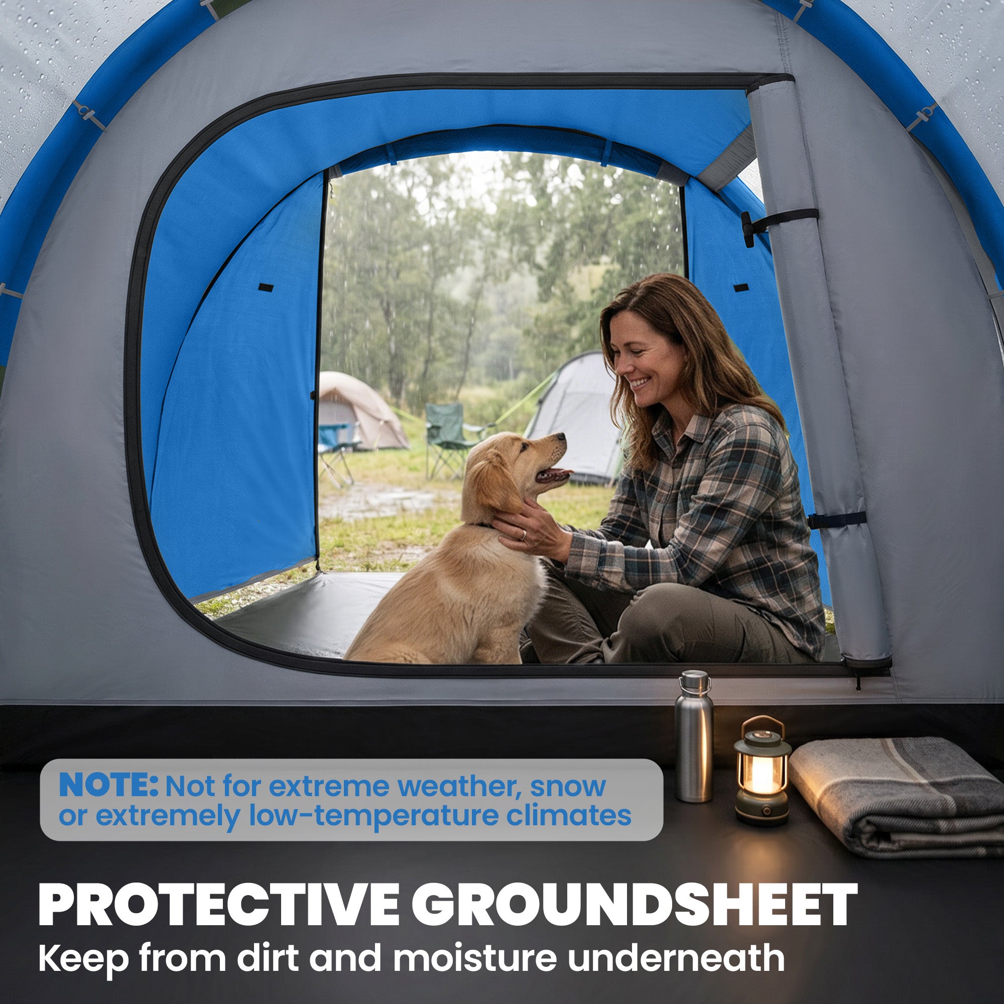 Outsunny 2-3 Man Tunnel Tents w/ Vestibule Camping Tent Porch Air Vents Rainfly Weather-Resistant Shelter Fishing Hiking Festival Shelter Home