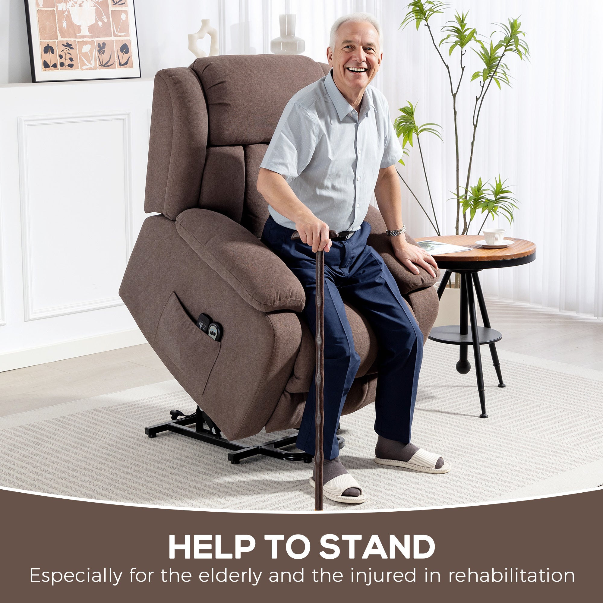 HOMCOM Power Lift Recliner Chair with Vibration Massage, Lift Chair for Elderly with Footrest, Remote, Side Pocket, Dark Brown