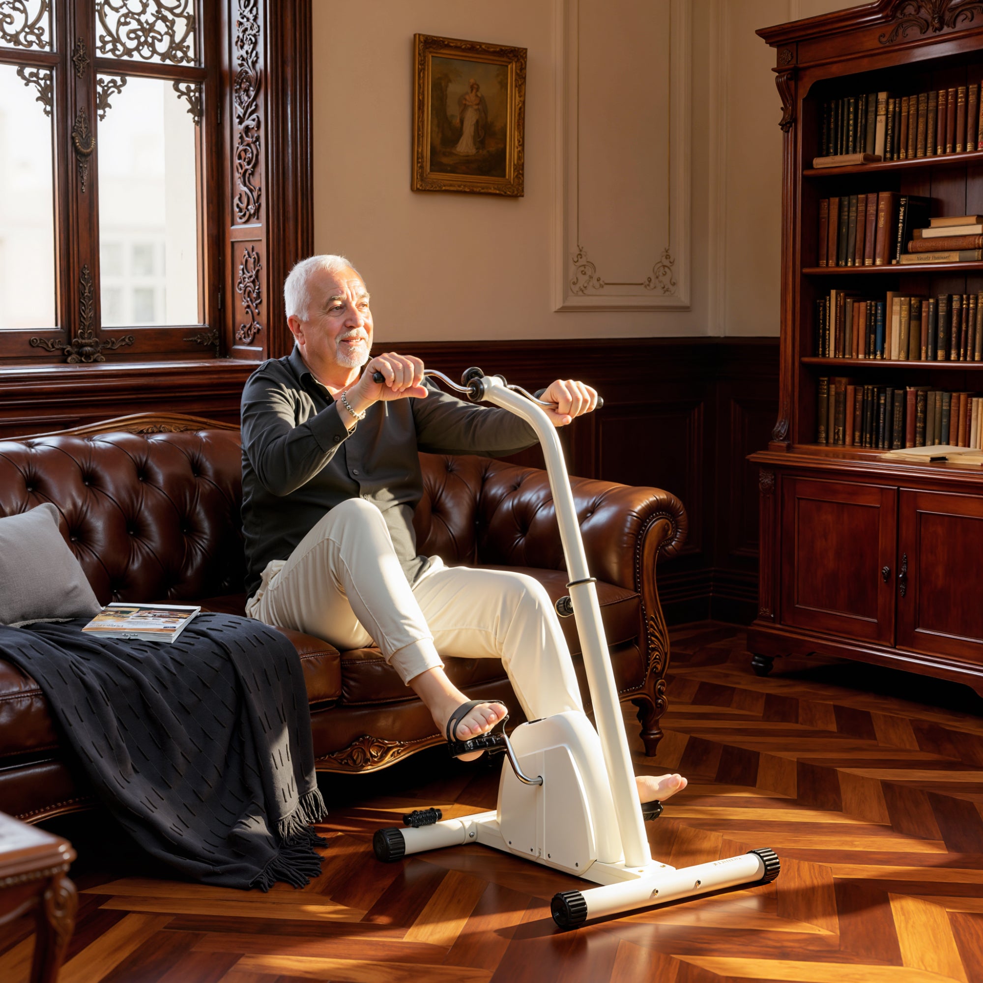 SPORTNOW Seated Pedal Exerciser with Dual Massage and Adjustable Height