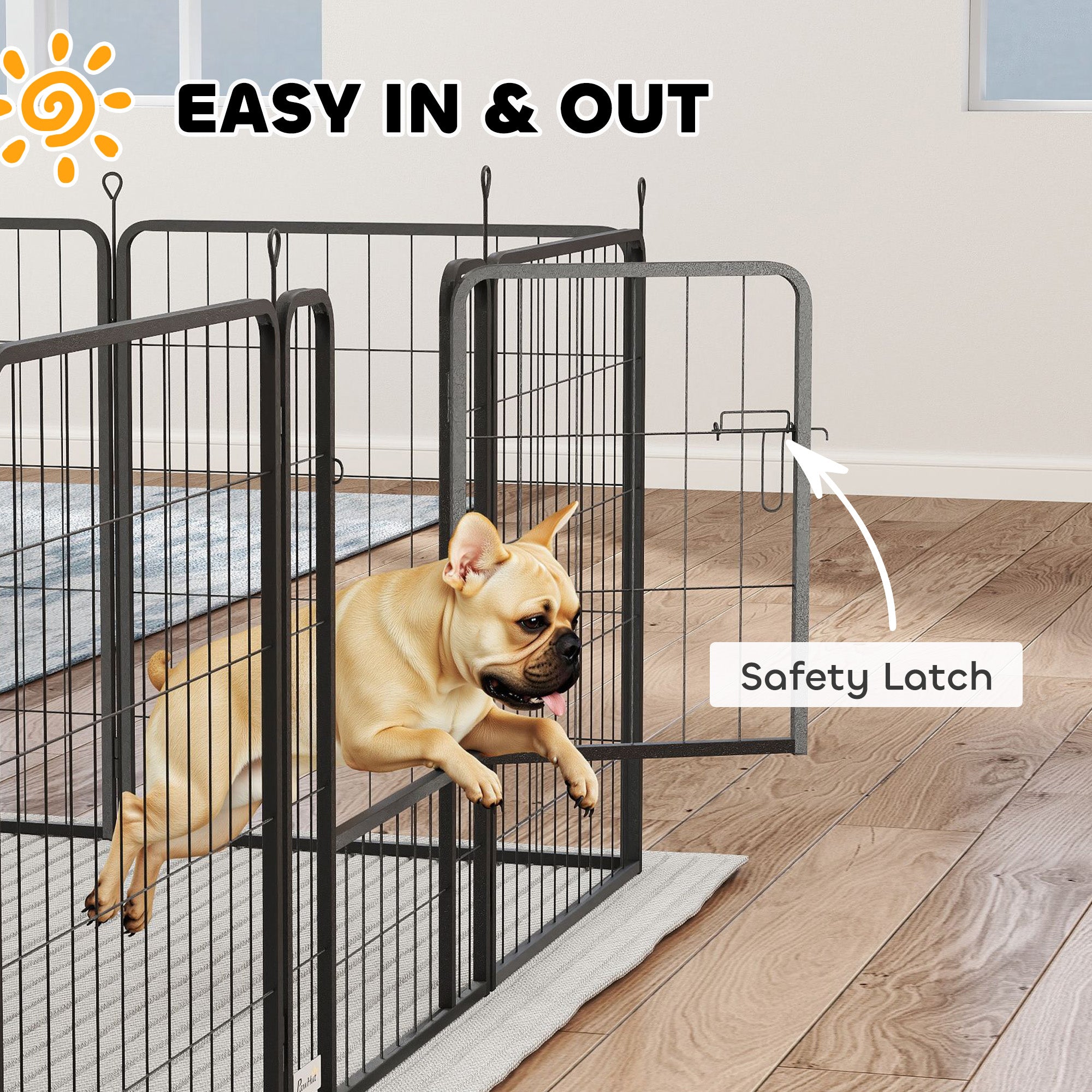 PawHut 12 Panels Heavy Duty Dog Playpen with Doors, for Medium Dogs, 80cm High, Black - North Peak Garden Furniture