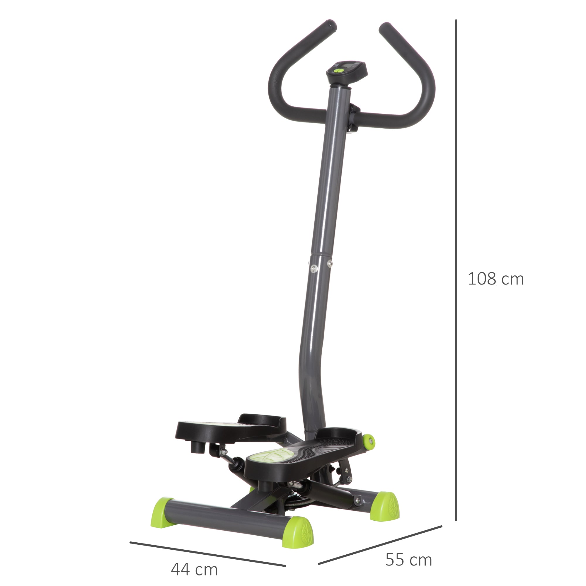 HOMCOM Twister Stepper Height Adjustable Step Machine, with LCD Screen - Grey - North Peak Garden Furniture
