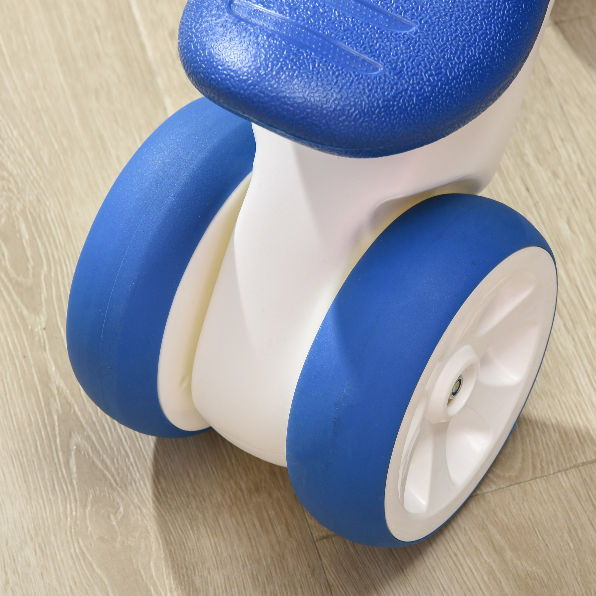 AIYAPLAY Balance Bike for Ages 18-36 Months, with Anti-Slip Handlebars, Four Wheels, No Pedal - Blue - North Peak Garden Furniture