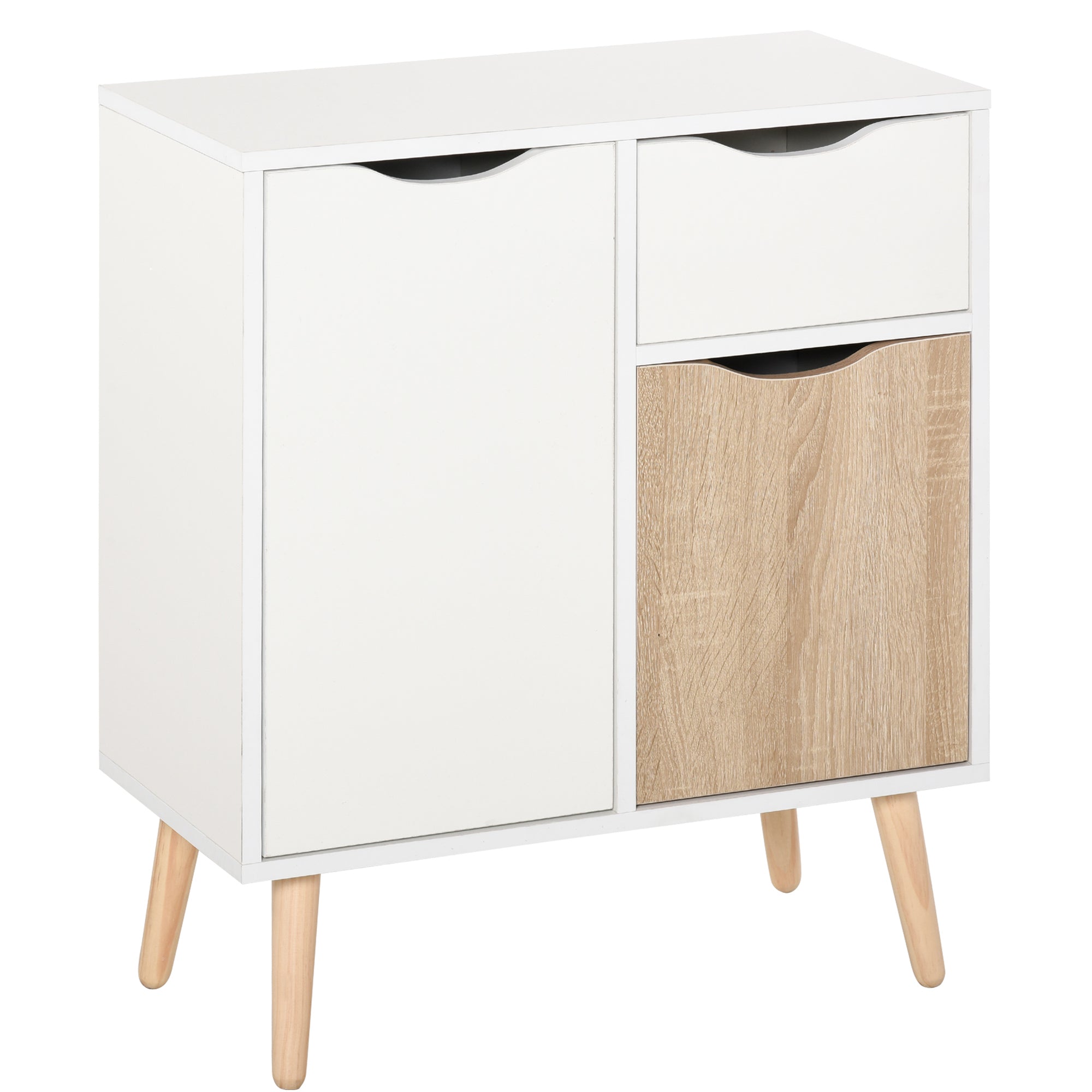HOMCOM Sideboard Floor Cabinet Storage Cupboard with Drawer for Bedroom, Living Room, Entryway, Brown - North Peak Garden Furniture