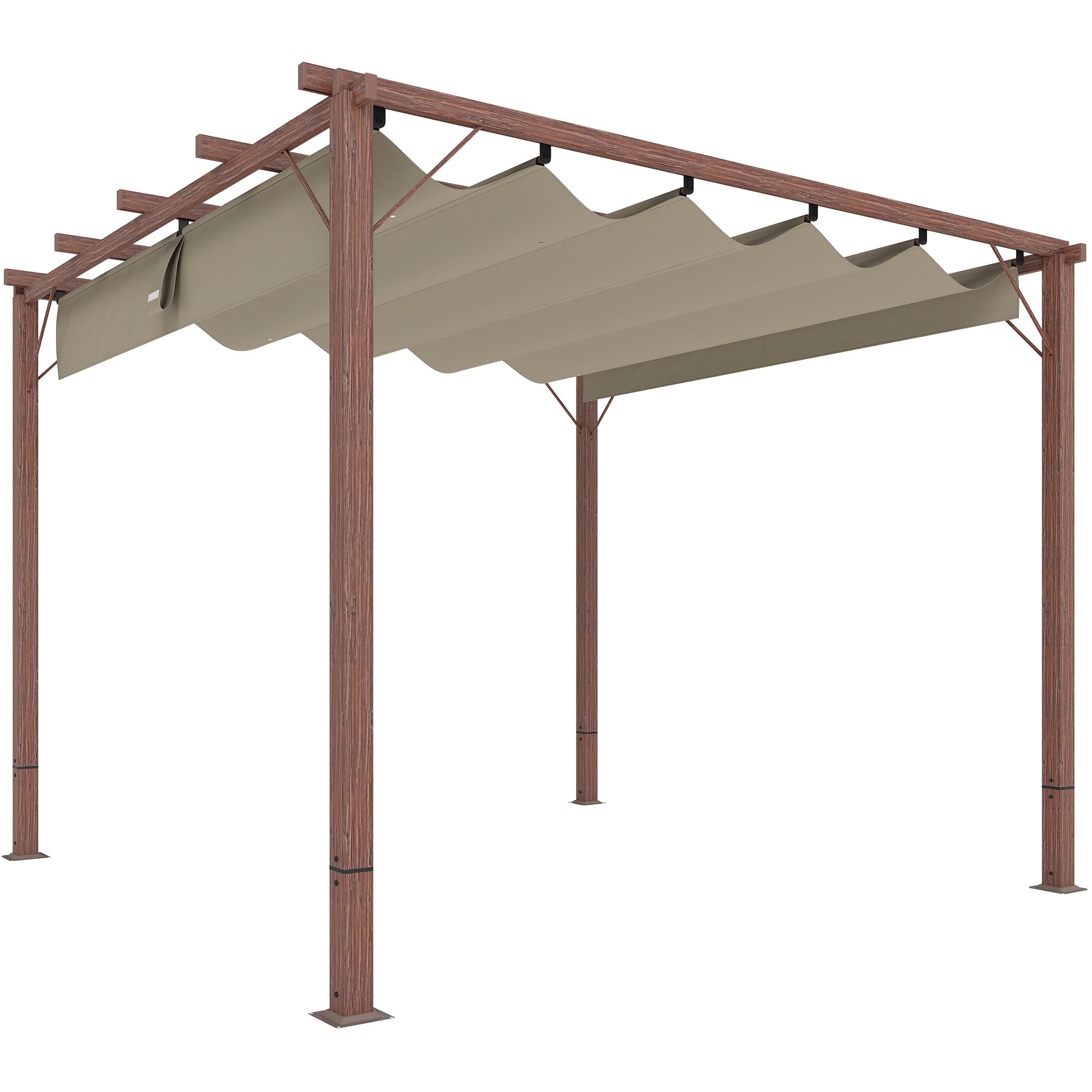Outsunny 3 x 3 m Retractable Roof Pergola - Natural Wood Finish - North Peak Garden Furniture