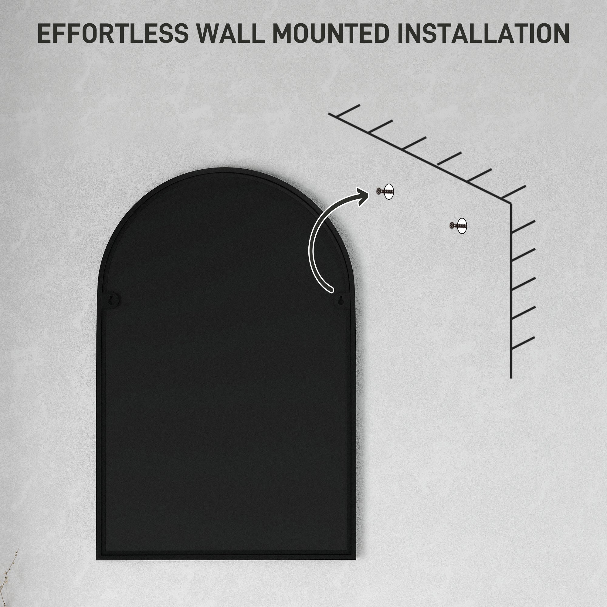 HOMCOM 60 x 90cm Arched Home Mirror - Black - North Peak Garden Furniture