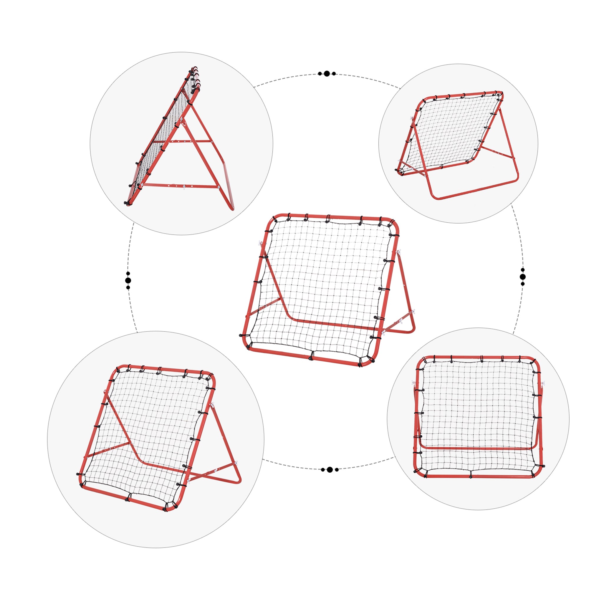 HOMCOM Rebounder Net, Practise Kickback Goal, for Teens, Adults Training - Red - North Peak Garden Furniture