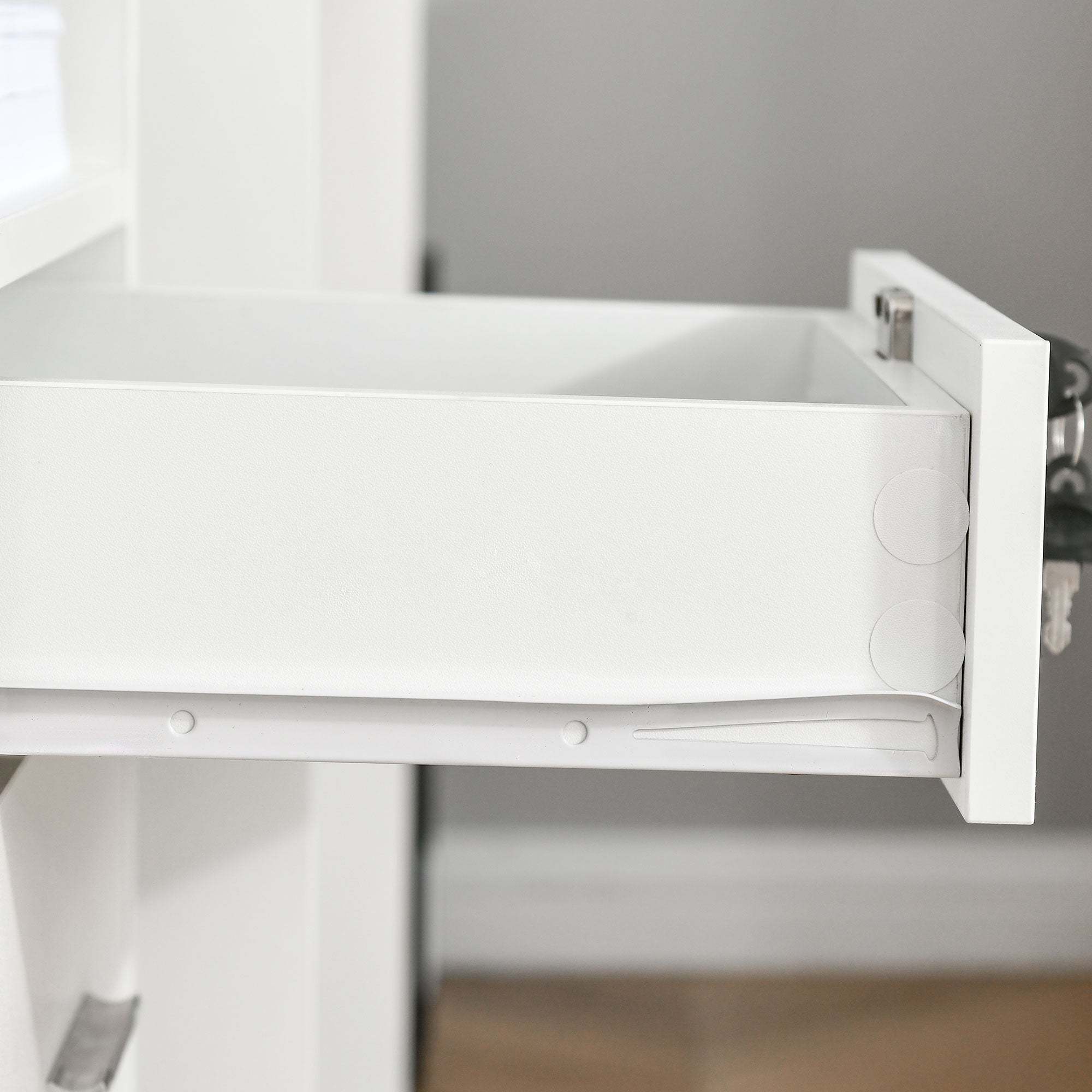 Vinsetto Lockable Two-Drawer Filing Cabinet, with Wheels - White - North Peak Garden Furniture