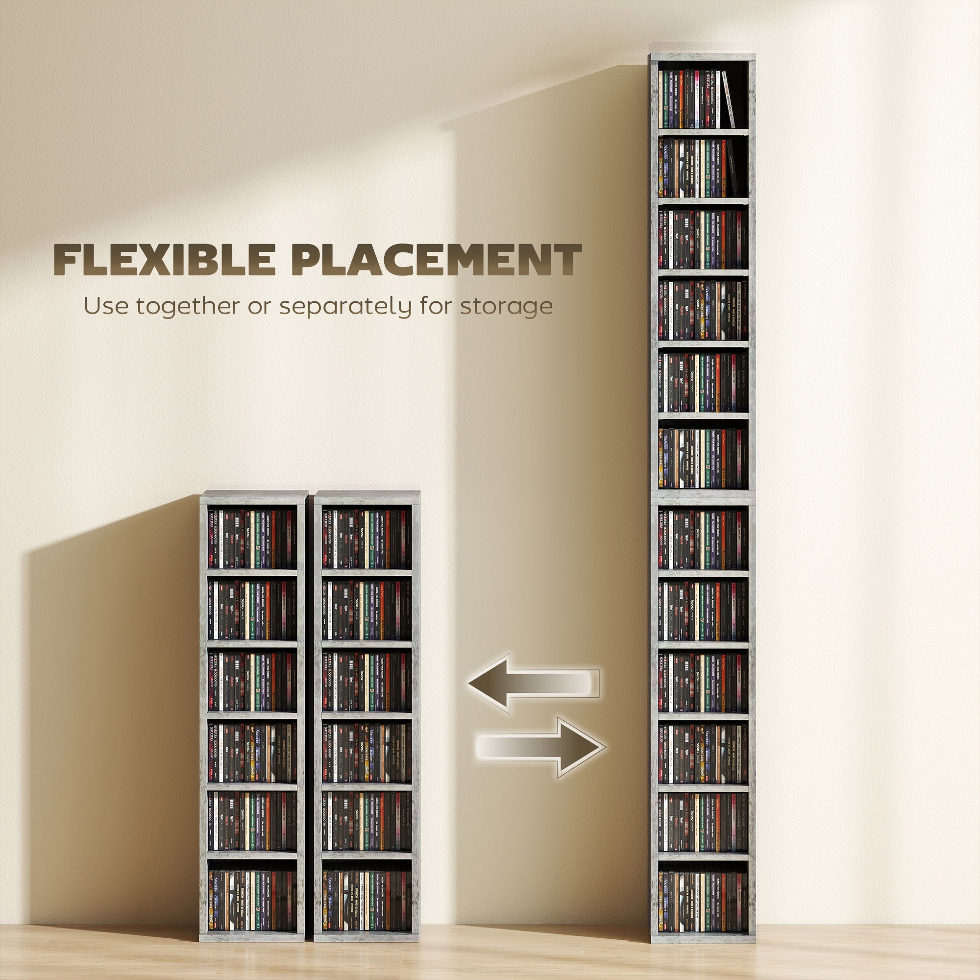 HOMCOM Set of Two 102 CD Storage Units - Cement Grey