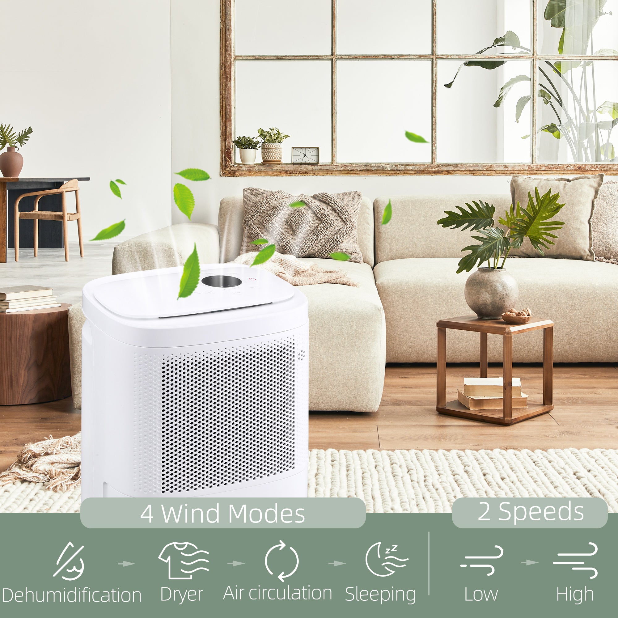 HOMCOM 10L/Day 2200ML Portable Quiet Dehumidifier with WiFi Smart App Control, Electric Moisture Air Dehumidifier for Home Laundry Basement - North Peak Garden Furniture