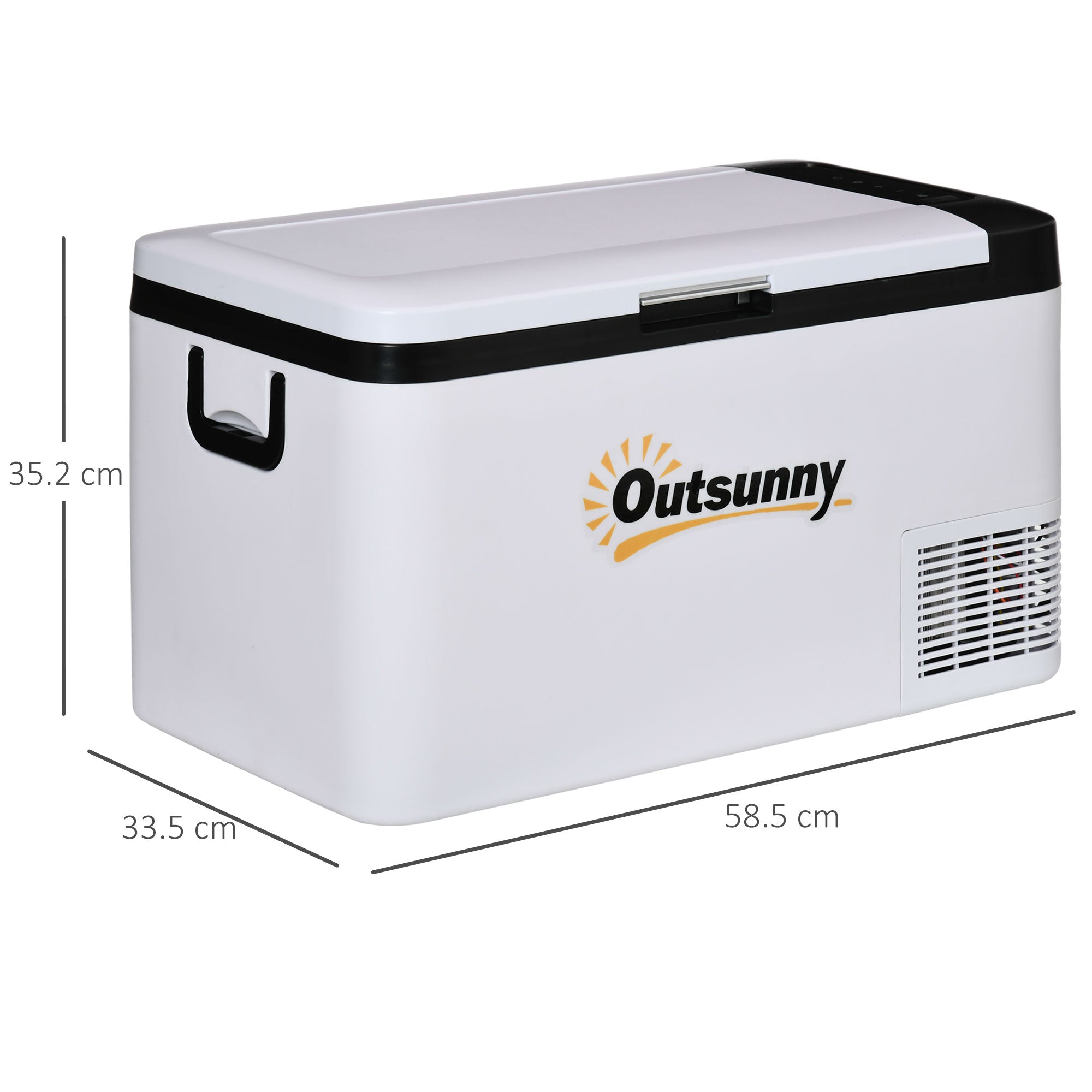 Outsunny 12V Car Refrigerator w/ LED Light & Foldable Handles, 25L Portable Compressor Cooler, Fridge Freezer with 12/24V DC and 110-240V AC for Campervan RV Boat Travel