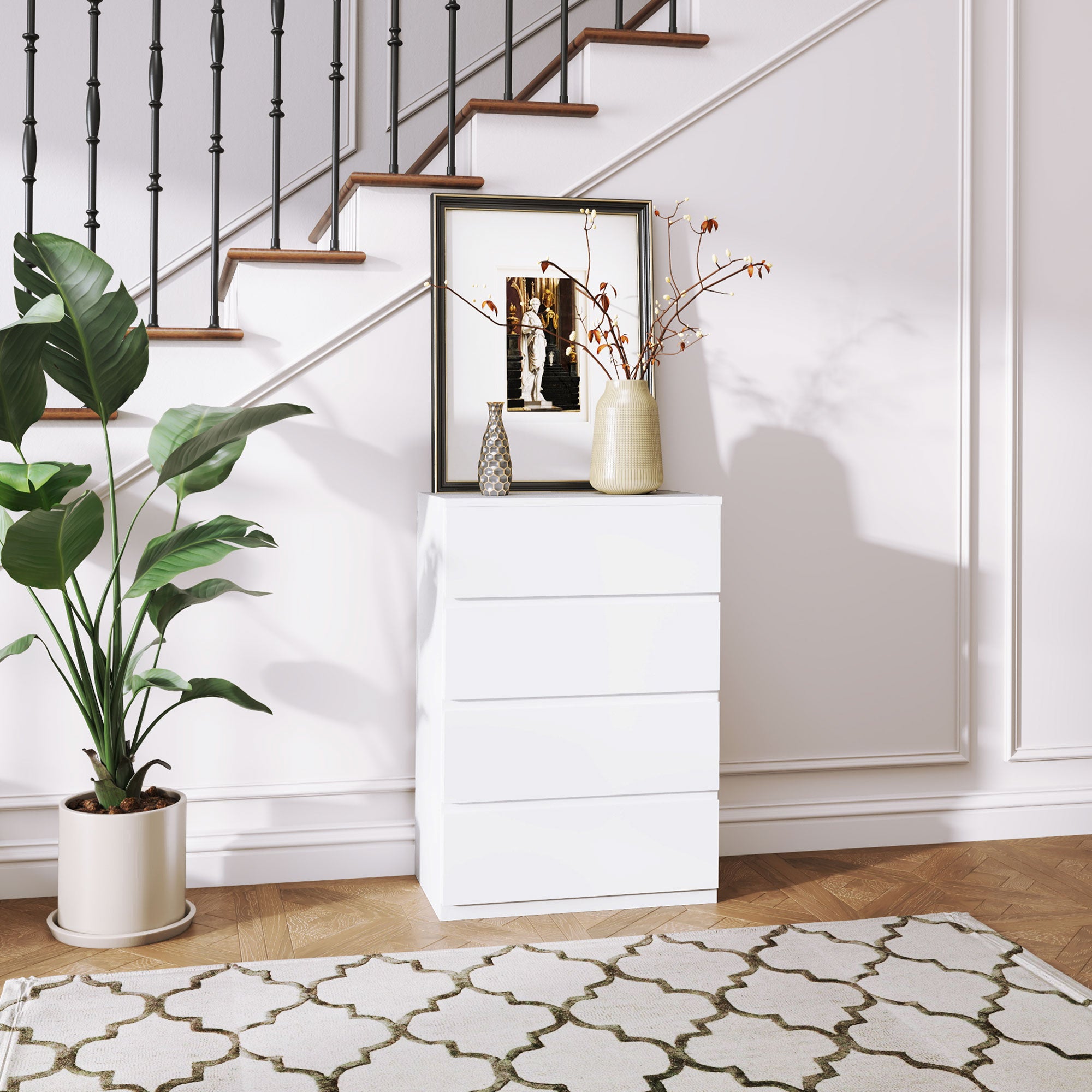 HOMCOM Chest of Drawers, 4-Drawer Storage Cabinets, Modern Dresser, Storage Drawer Unit for Bedroom - North Peak Garden Furniture