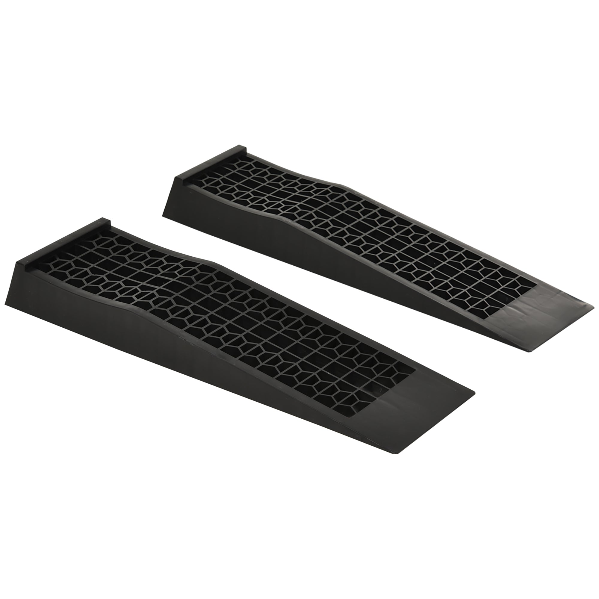 HOMCOM Pair of 2 Low Entrance Plastic Curb Ramps Anti-Slip Surface 3 Ton Capacity Garage Workshop Cars SUVs Small Vans - North Peak Garden Furniture