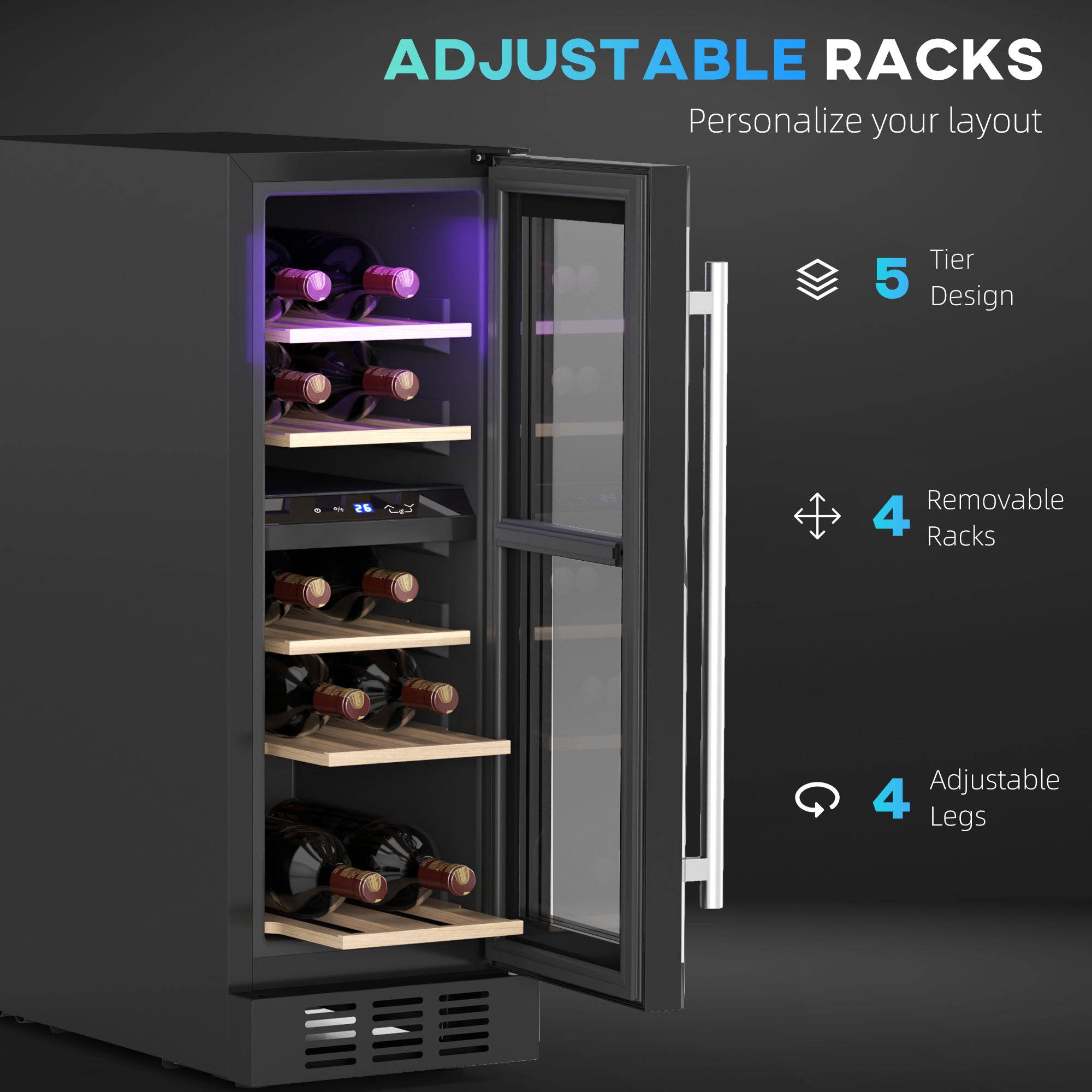HOMCOM 16 Bottle Dual Zone 5-18℃ Wine Fridge - Black - North Peak Garden Furniture