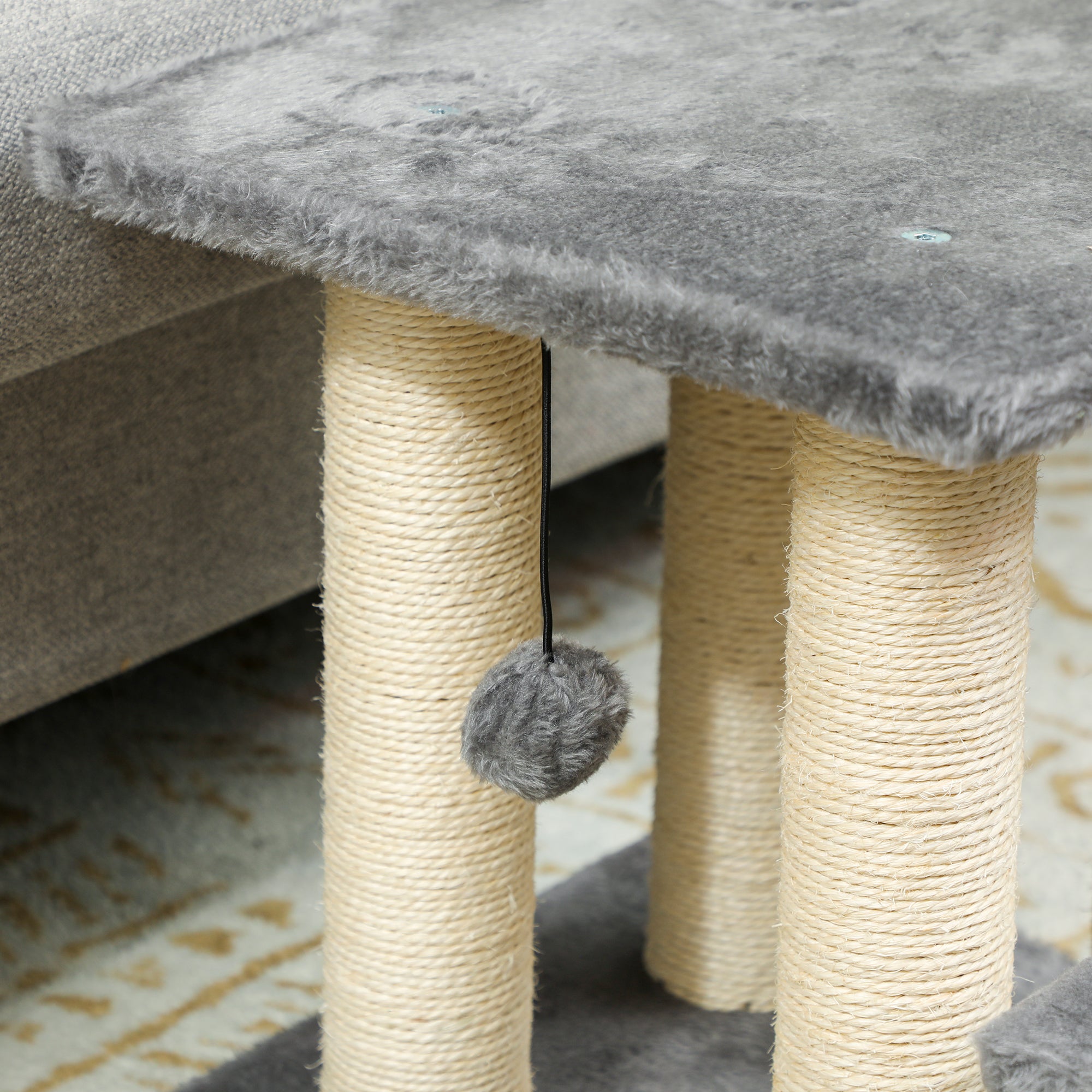 PawHut Pet Steps for Bed, 3 Step Adjustable Pet Stairs for Sofa with 6 Sisal Scratching Posts for Small Dogs & Cats, Grey