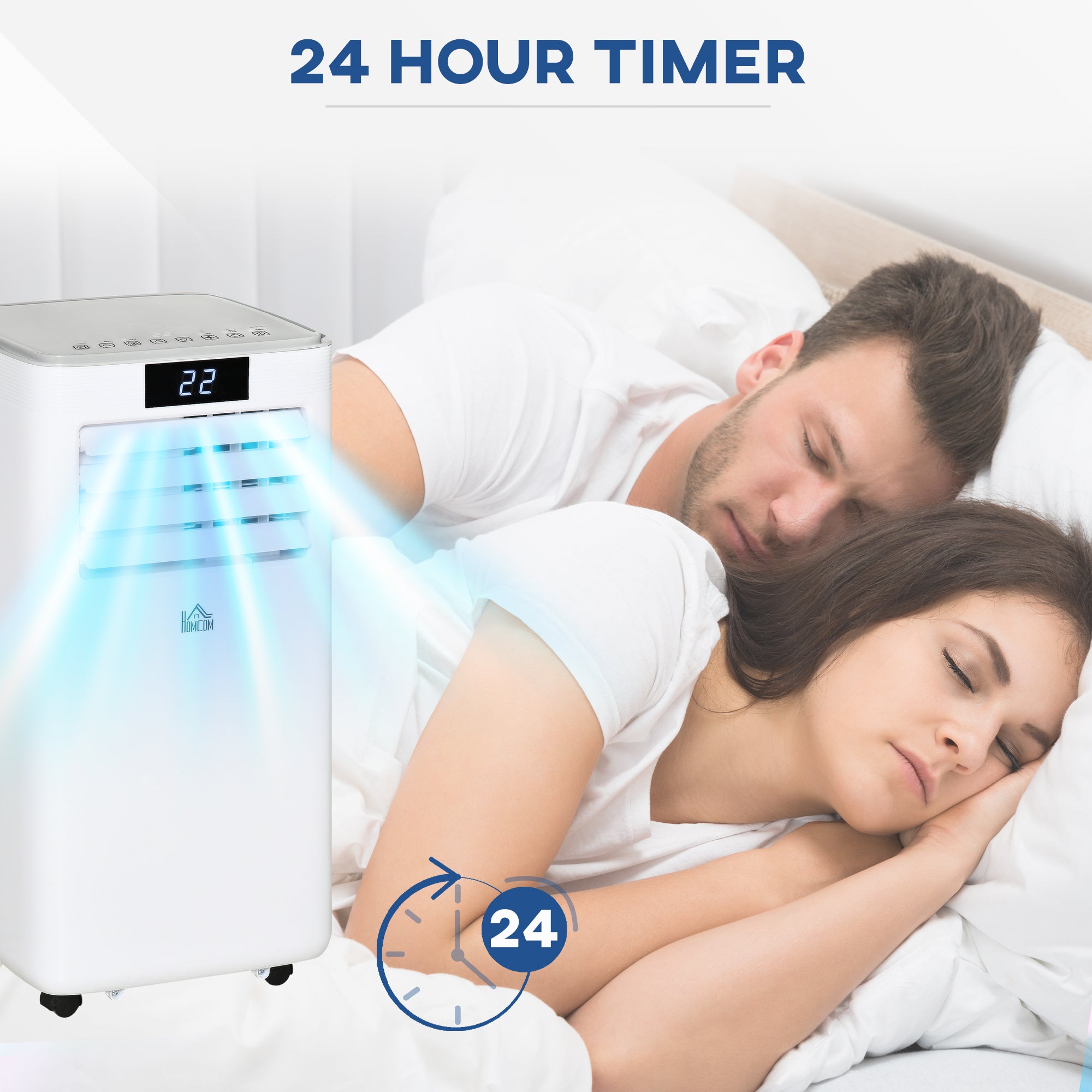 HOMCOM 7000 BTU Air Conditioning Unit, 3-in-1 Portable Air Conditioner, Dehumidifier, Cooling Fan with Remote Control, LED Display, 2 Speeds, 24H Timer, Window Venting Kit, 15m² - North Peak Garden Furniture
