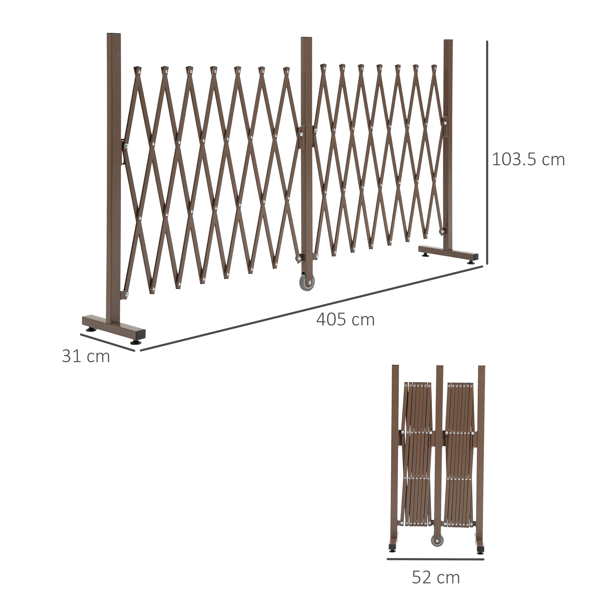 Outsunny Expanding Trellis Fence Freestanding Movable Fence Foldable Garden Screen Panel Aluminium, 405cm x 103.5cm, Dark Brown - North Peak Garden Furniture